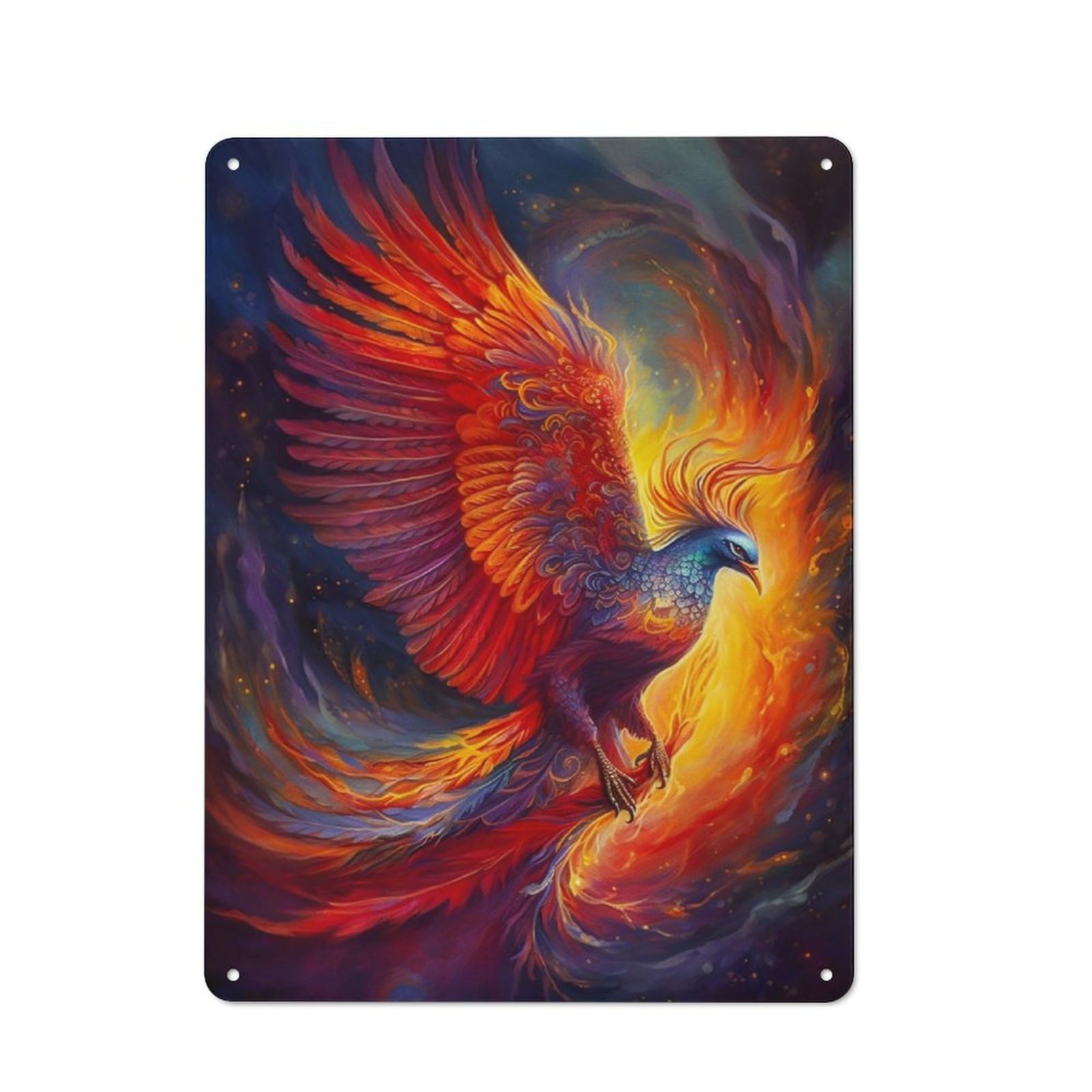 Junmoney Colorful Phoenix For Garden Room Or Summerhouse, Retro Metal Sign 40X30cm, For Metal Sign Collectors, For Vintage Wall Decor Fans