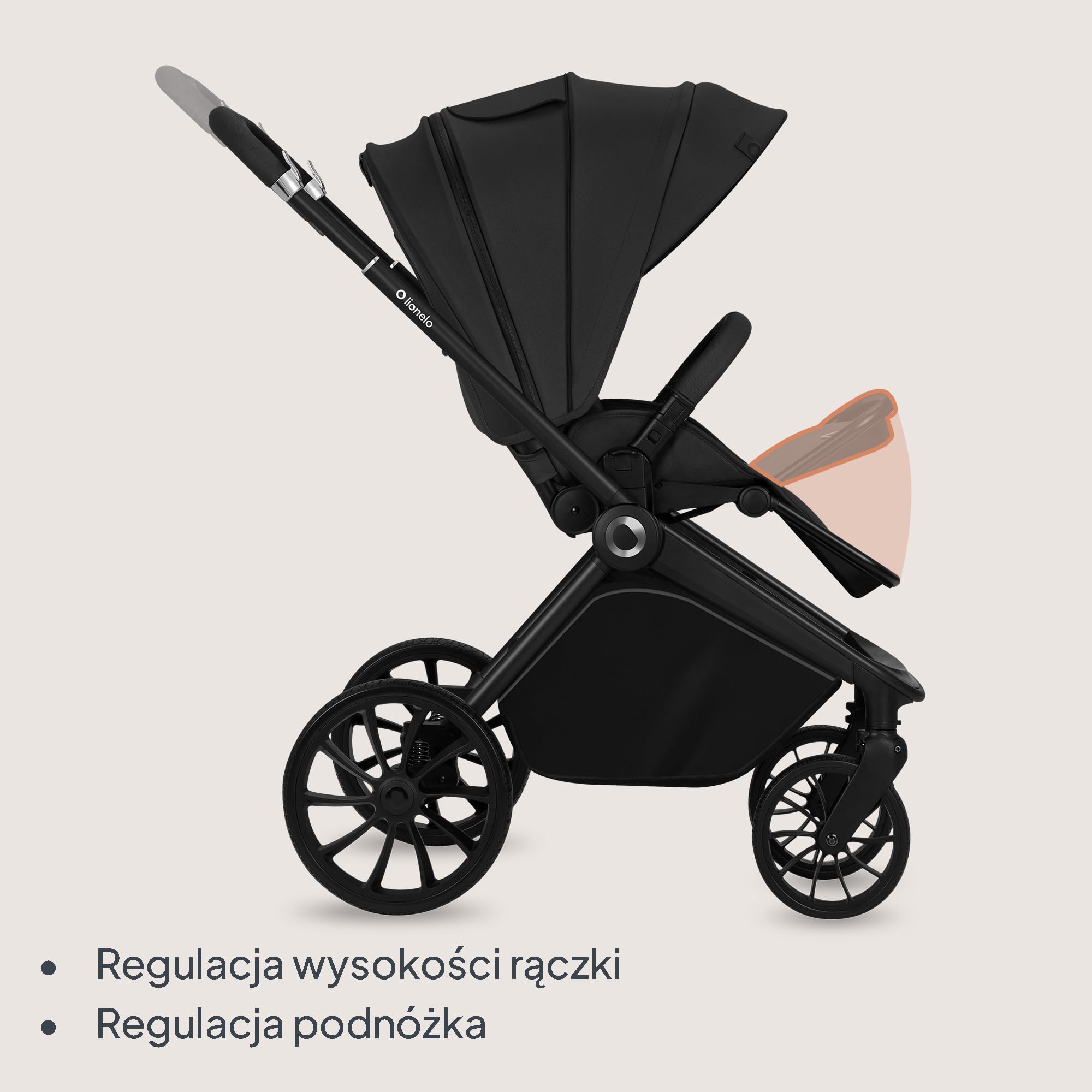LIONELO MIKA PLUS Wózek Spacerowy Dziecięcy 6-48 miesięcy do 22 kg, Regulacja Oparcia i Podnóżka, Amortyzacja, Obrotowe Koła PU 360° Wodoodporna Budka XXL, UPF50+
