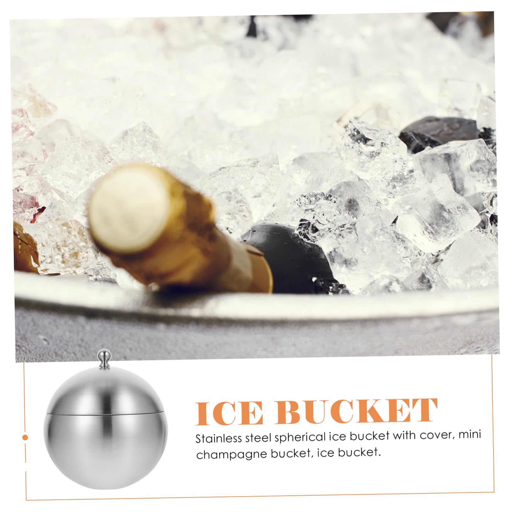 ERINGOGO Eiswürfelbehälter aus Edelstahl, Groß, Silber, mit Deckel für Bar