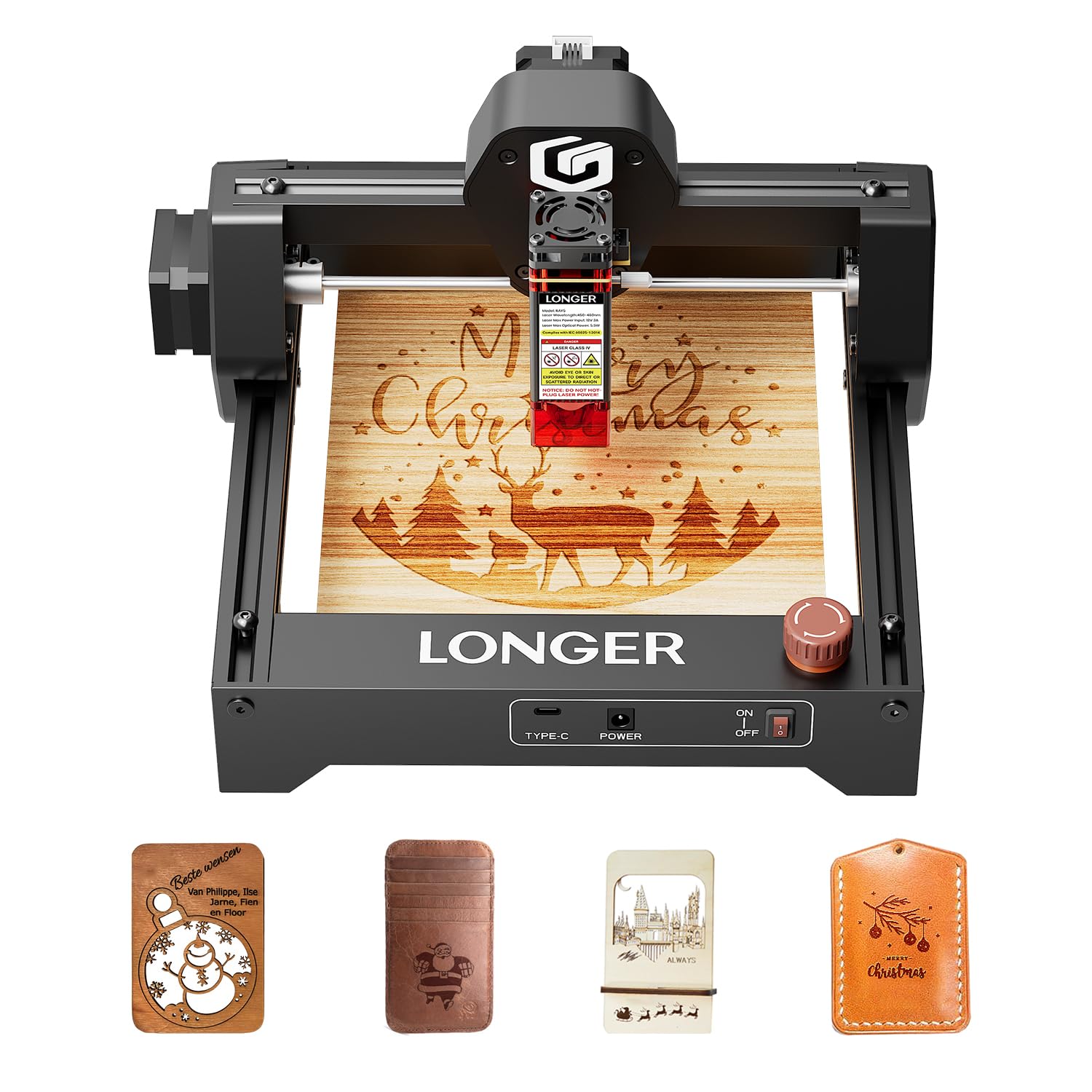 LONGER RAY5 Mini incisore laser, 12000 mm/min, taglierina ad alta velocità per legno, metallo, acrilico, pelle, CNC fai da te, area di incisione 140 x 130 mm, WiFi, sicurezza arresto di emergenza (2,5