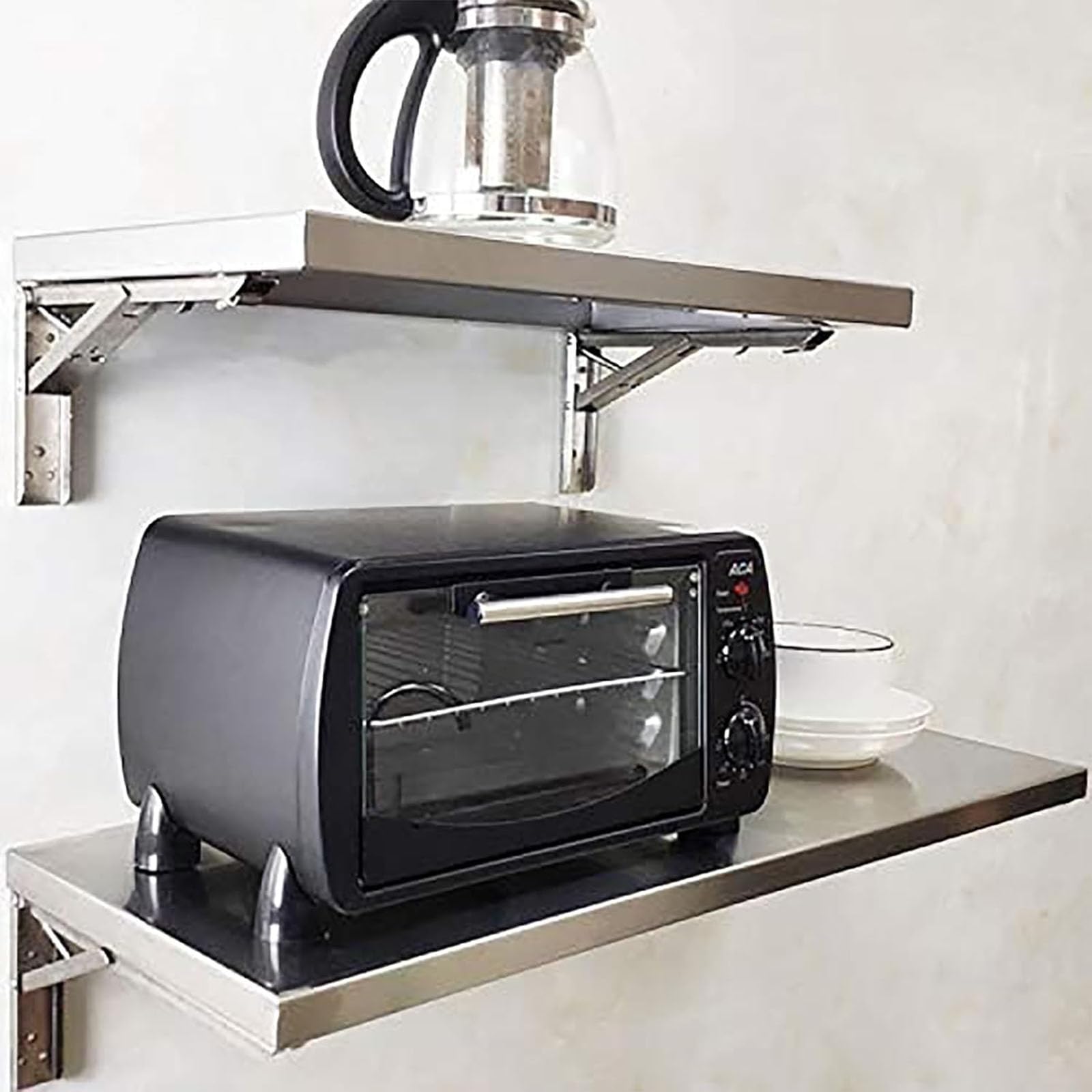 Mesa plegable de pared de acero inoxidable, diseño que ahorra espacio para cocina o comedor, 50 x 30 cm, ideal para espacios de vida compactos