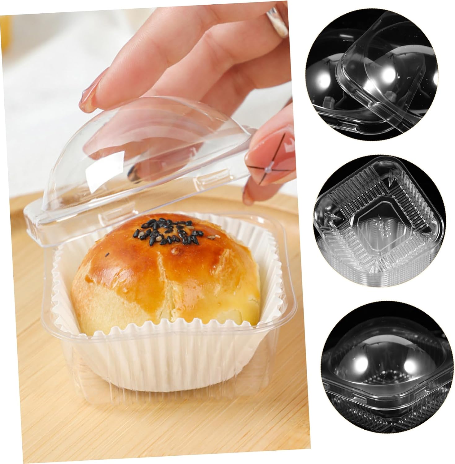 Cabilock 50pcs Food-grade Safe Boxes Moon Cake Containers Cupcake Packaging Holders Baking Goods Wrapping Boxes
