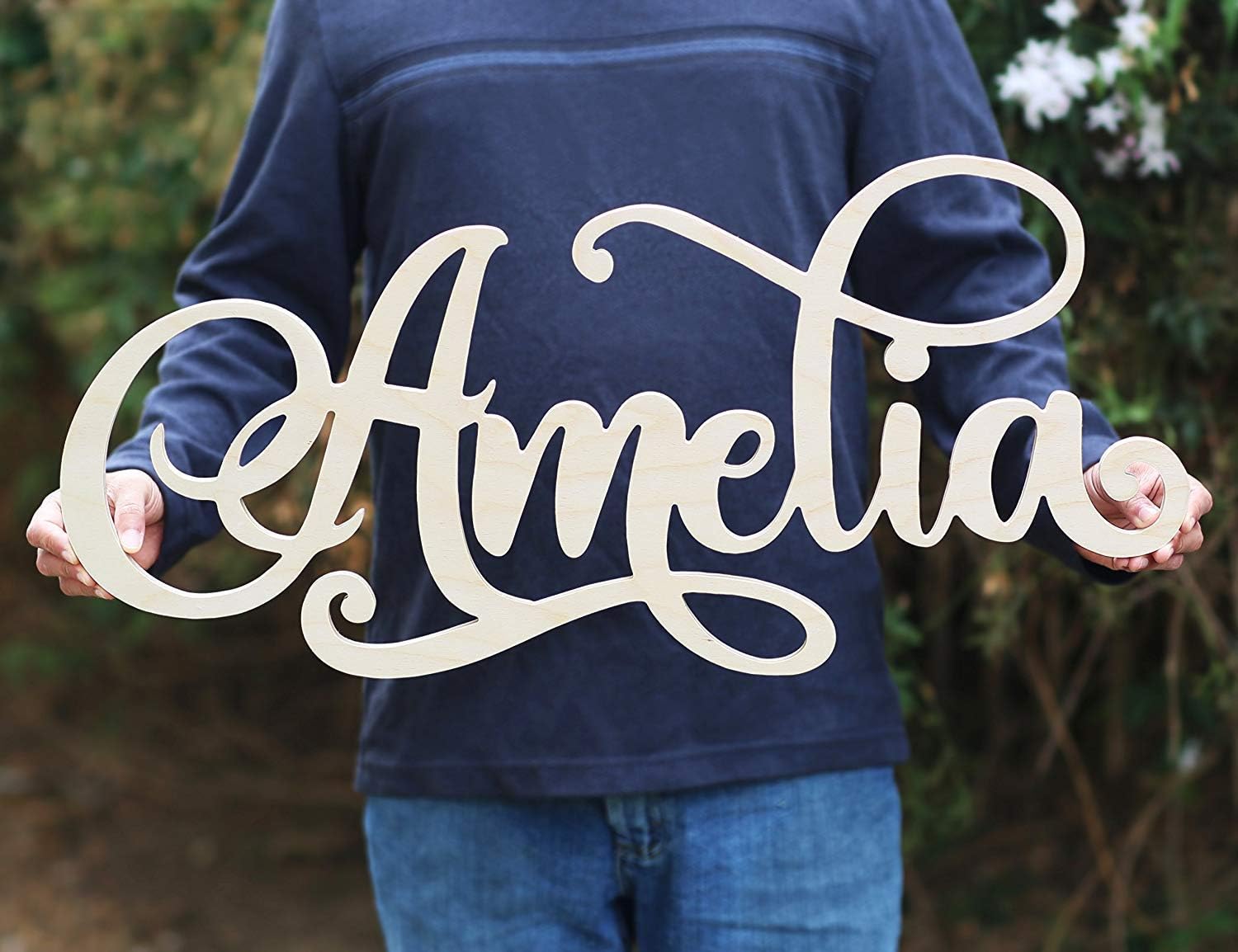 Custom Personalized Wooden Name Sign, Amelia Font Nursery Decor, New Baby Gift, First Name Wood Cutout, Customized Kids Room Sign Decor