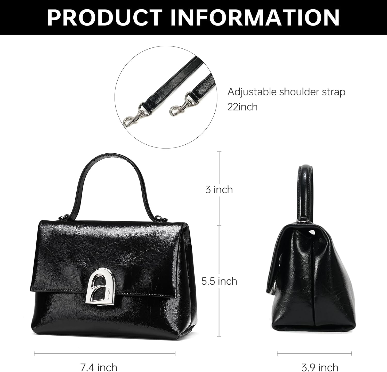 LA FESTIN Genuine Leather Handbag for Women, Mini Crossbody Purse & Top Handle Bag - Image 6