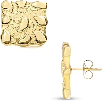 Nugget Earrings Gold Nugget Earrings for Men Gold Earring for Men 925 Sterling Silver 14K Gold Plated Best Earring for Sensitive Ears Gleaming Gift Choice