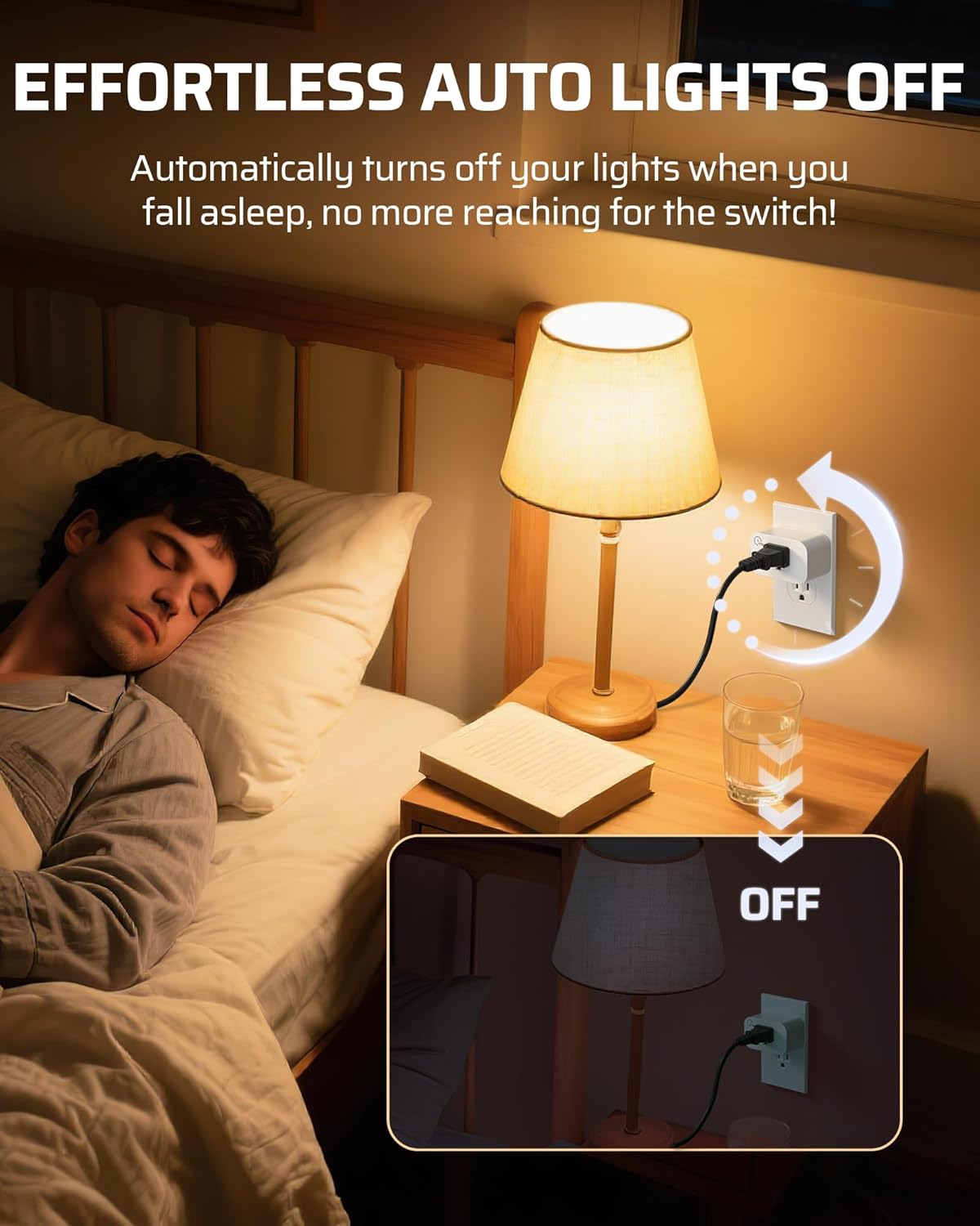 DEWENWILS Wireless Remote Control Outlet used with a bedside lamp