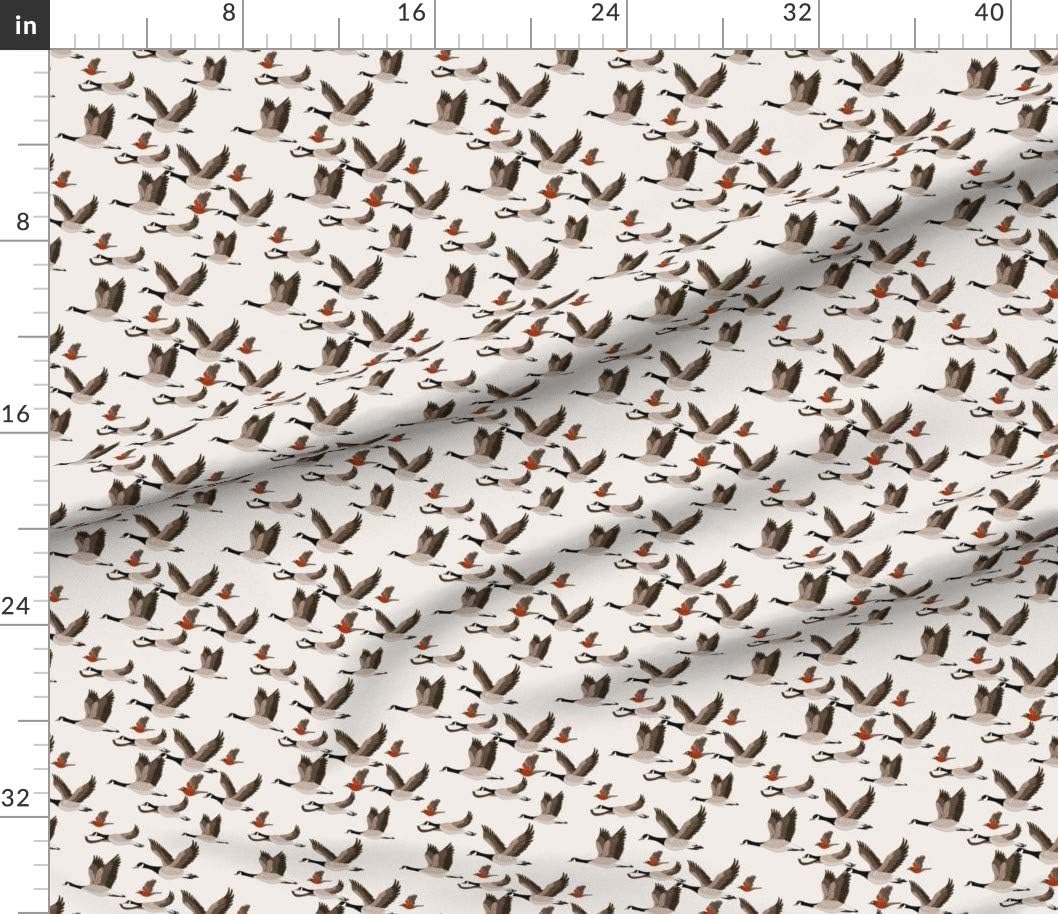 Spoonflower Fabric - Birds Geese Canada Robins Fall Pattern Printed on Petal Signature Cotton Fabric by The Yard - Sewing Quilting Apparel Crafts Decor