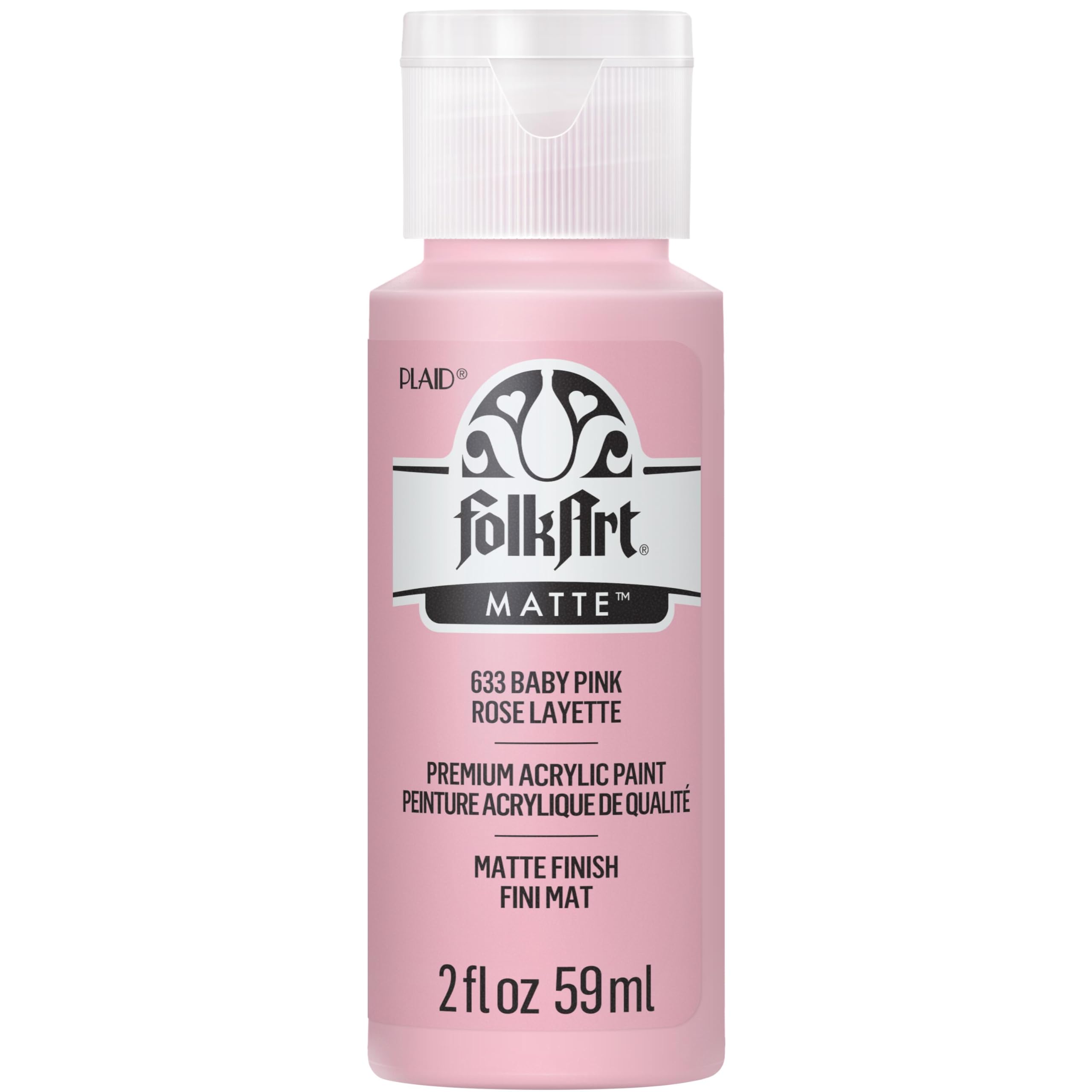 FolkArt Acrylic Paint in Assorted Colors (2 oz), 633, Baby Pink