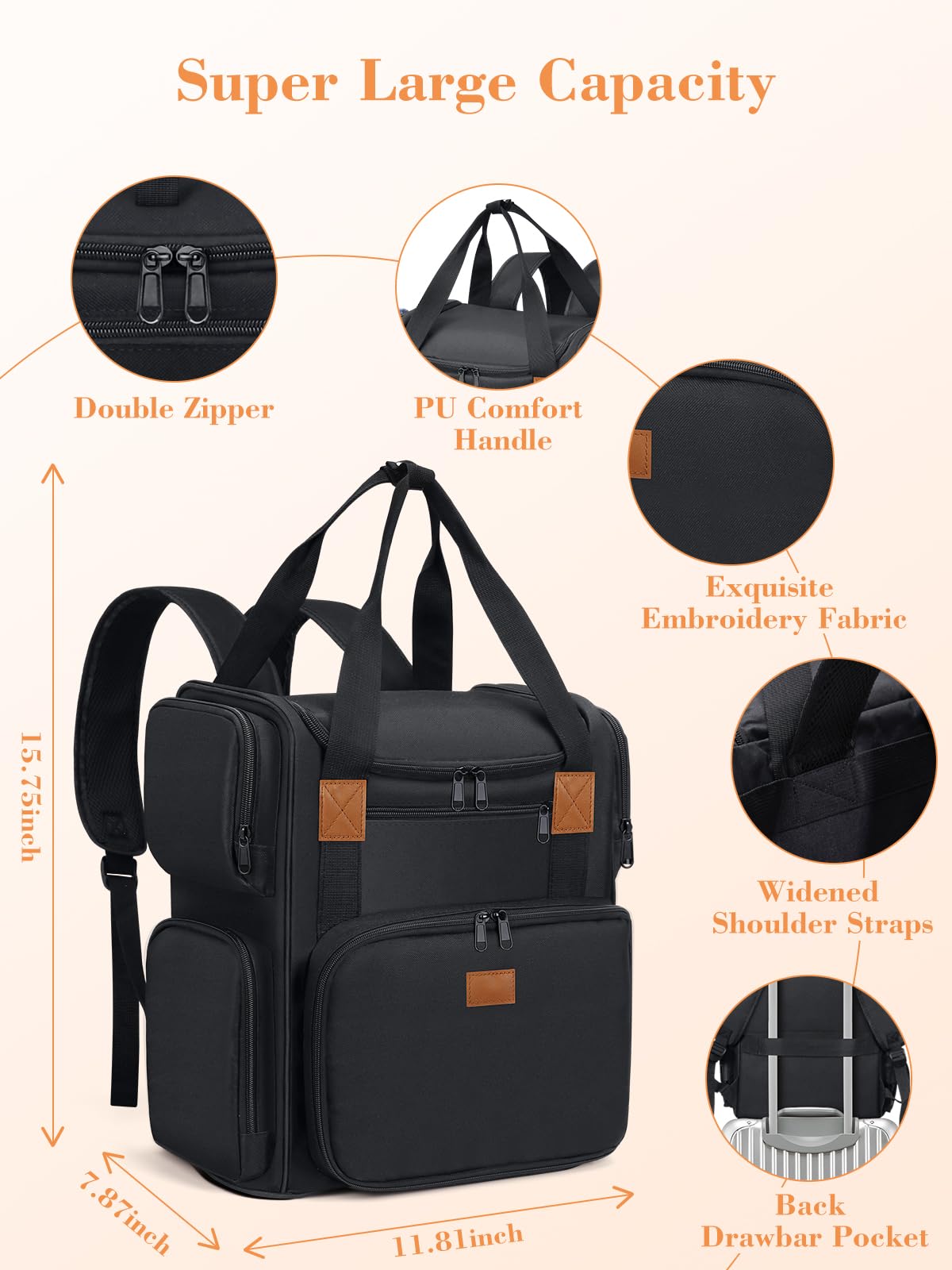 Yokilly Sac pour Rangement Vernis à Ongle: Grande Double Couche Rangement Vernis à Ongle pour 84 Bouteilles (15 ML) et Une Lampe à Ongles (Noir, Très Grand)