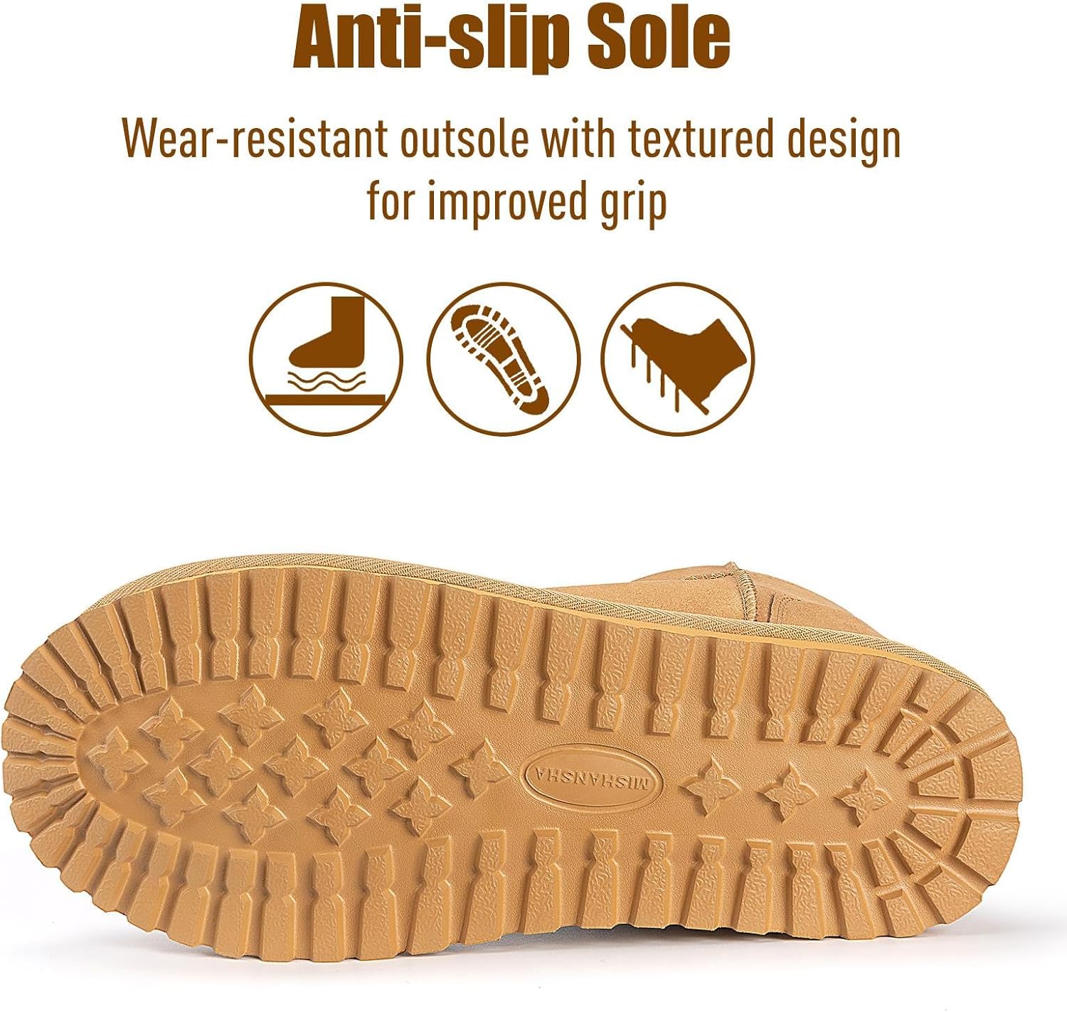 Mishansha Men's Snow Boots Slip On Suede Winter Warm Boot