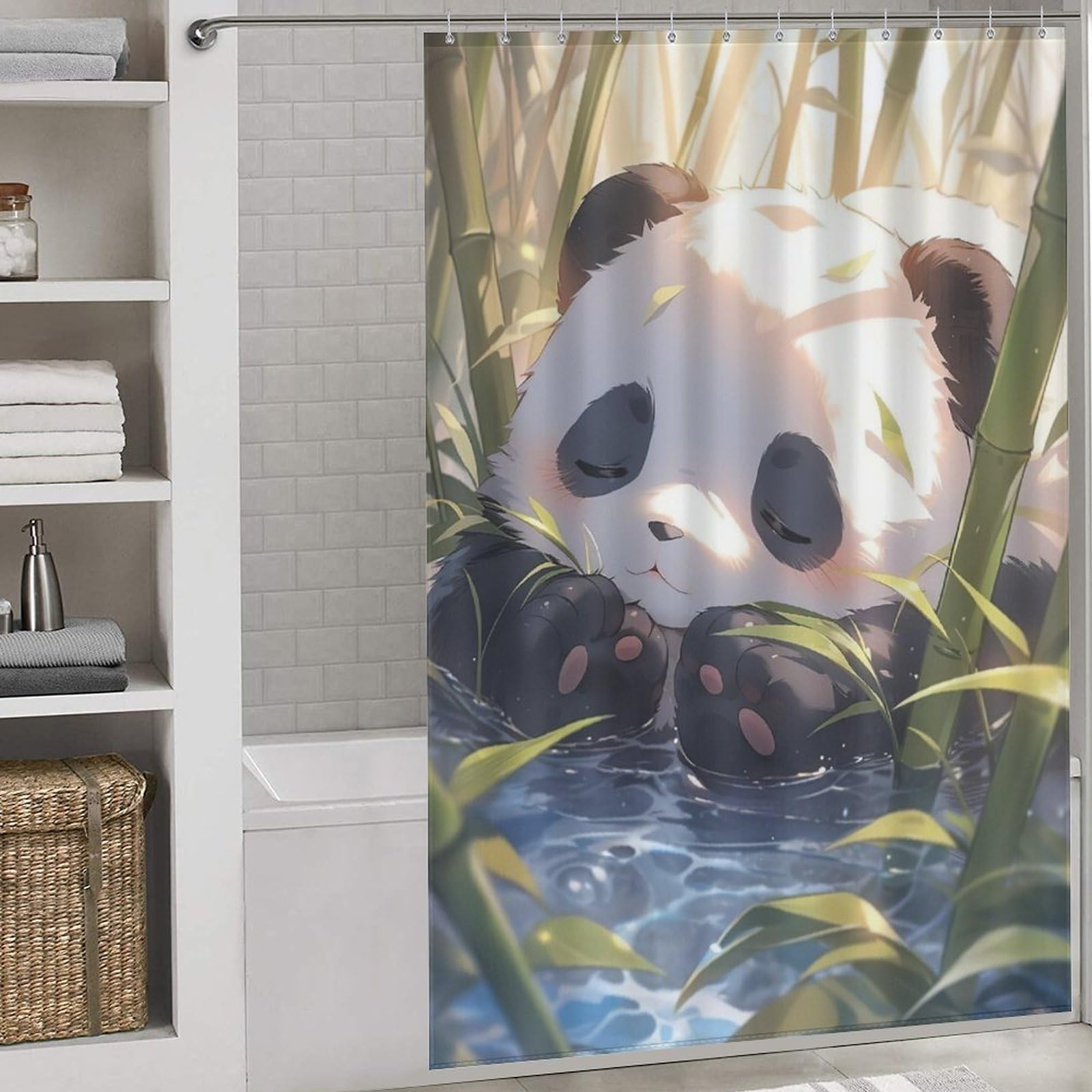 Rideau de douche panda 152x183cm idéal pour transformer la salle de bain des enfants en oasis