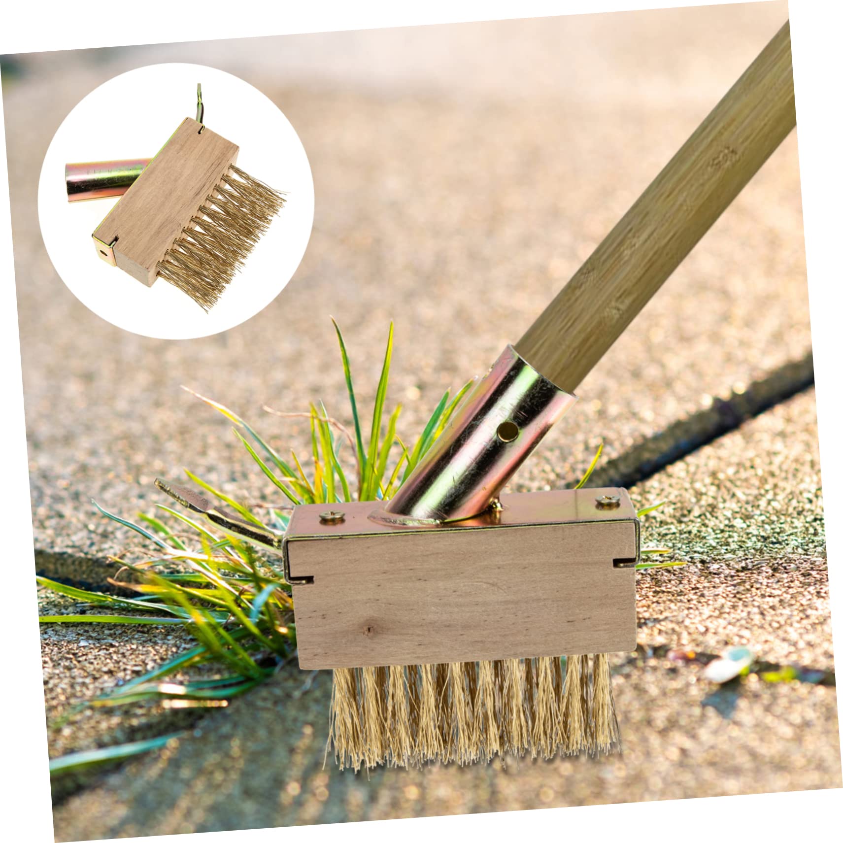 Toyvian 5 Piezas cepillo de deshierbe Eliminación quitando césped desarraigo cepillo de hierba gardening herramienta de grietas cepillo para juntas de pavimento acero Khaki