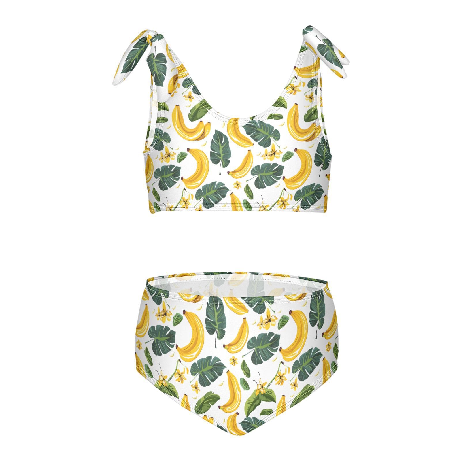 Banana Pattern Girls Two Piece Tankini Swimsuits Summer Bathing Suit Beach Swimwear Set, 5-6T Multicoloured