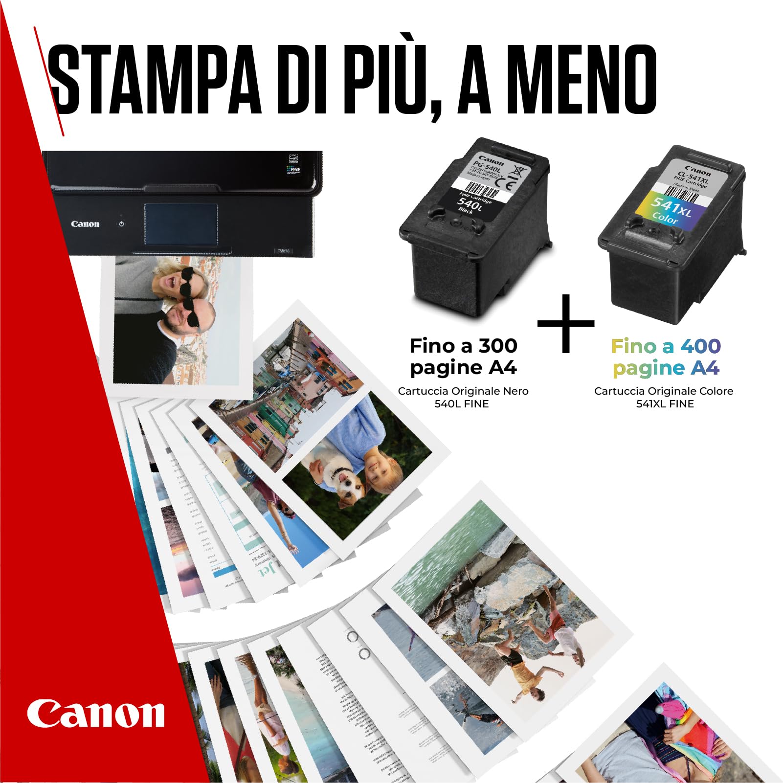 Canon Multipack Cartuccia & Carta - 2 Cartucce per Stampante Originali PG-540/CL-541XL (1 x Nero, 1 x Colori) & 4x6 Carta Fotografica (50 x Fogli)