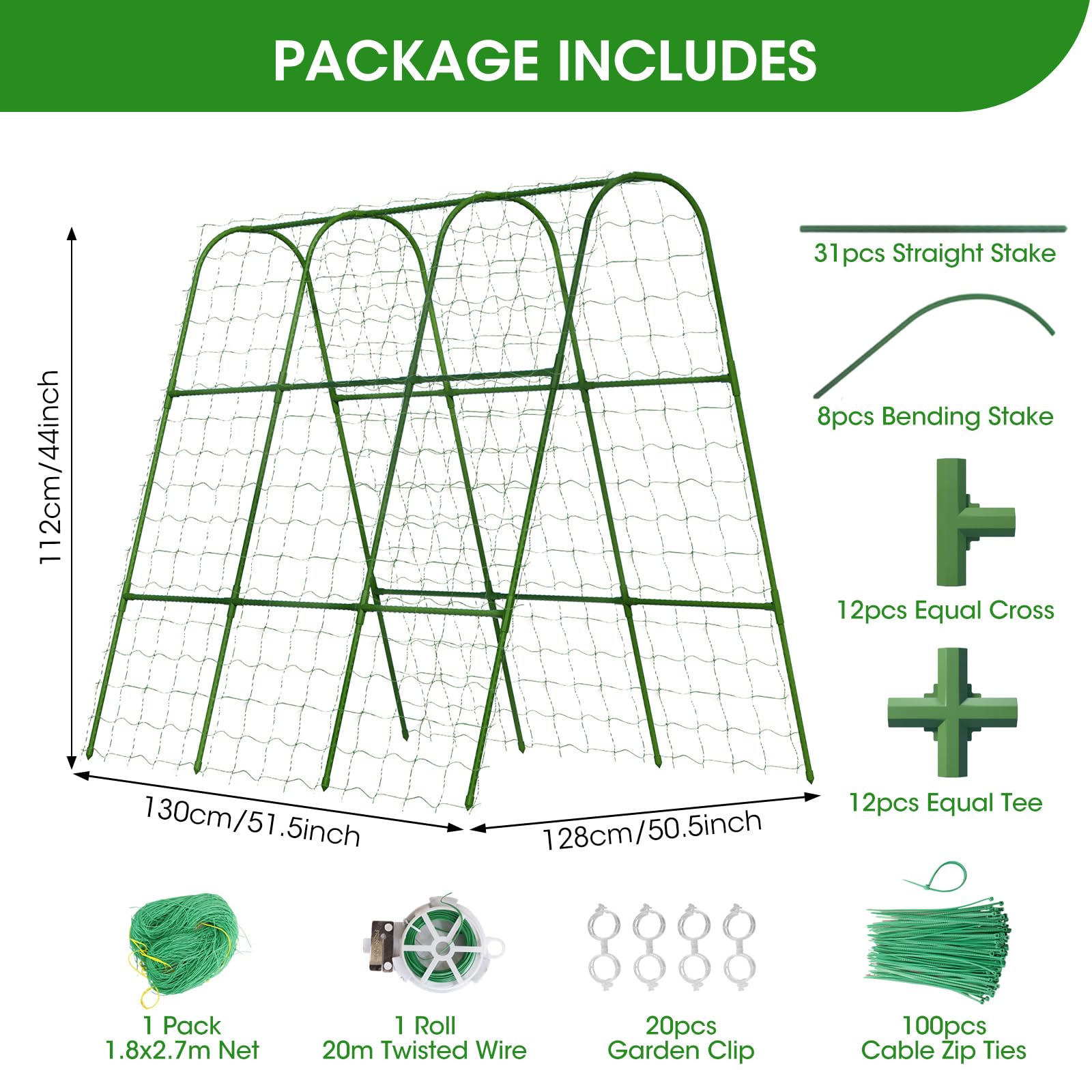 SHCCPPJ Cucumber Trellis, U-Shape Garden Cucumber Trellis for Raised Bed, Metal Rust-Proof Garden Arch Trellis for Climbing Plants Outdoor Vegetables Flowers Fruits (51.5''Lx50.5''Wx44''H) - 4