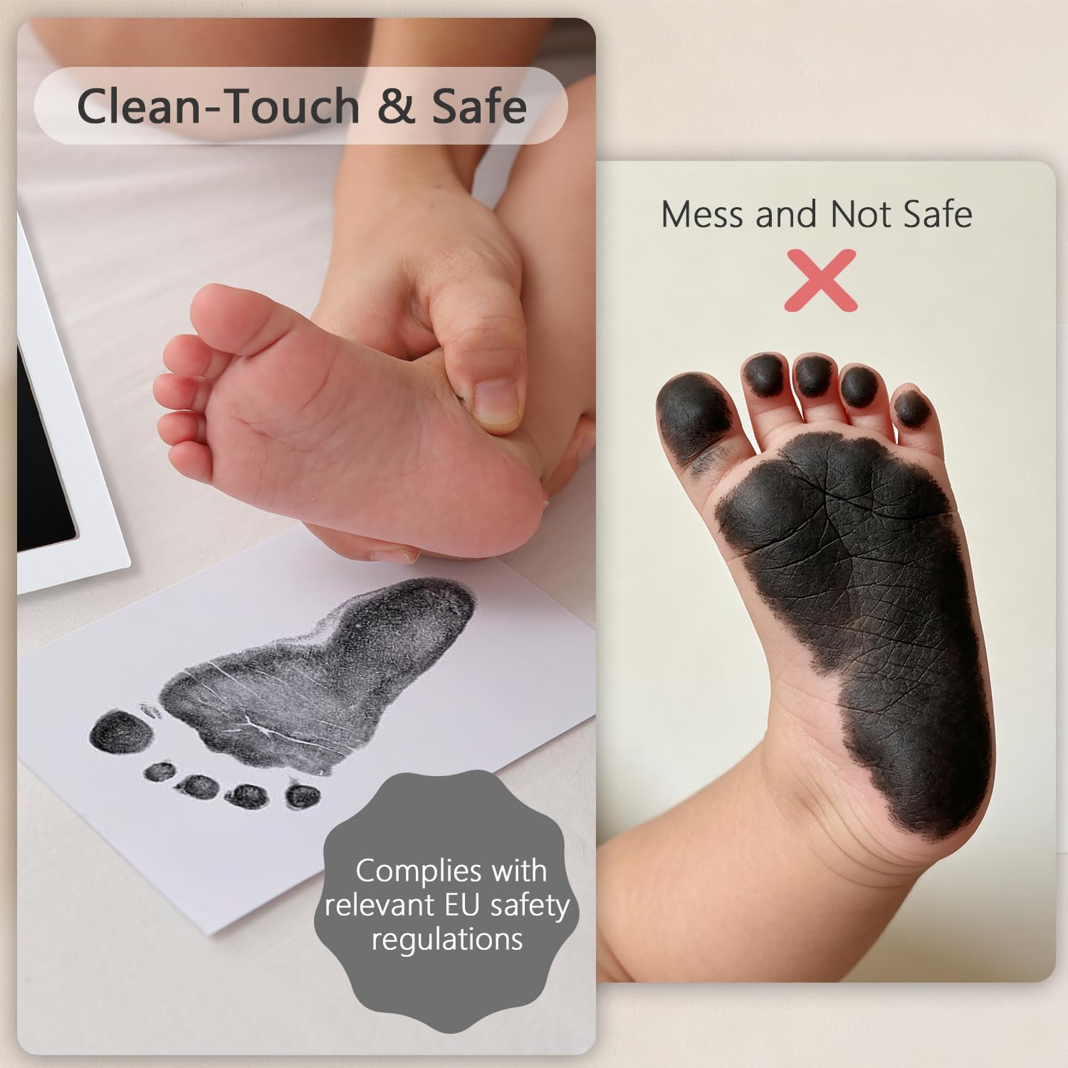 Baby Handprint and Footprint Kit per foto con cornice per bambino con tampone di inchiostro 100% Clean-Touch per neonato, regalo perfetto per neonati