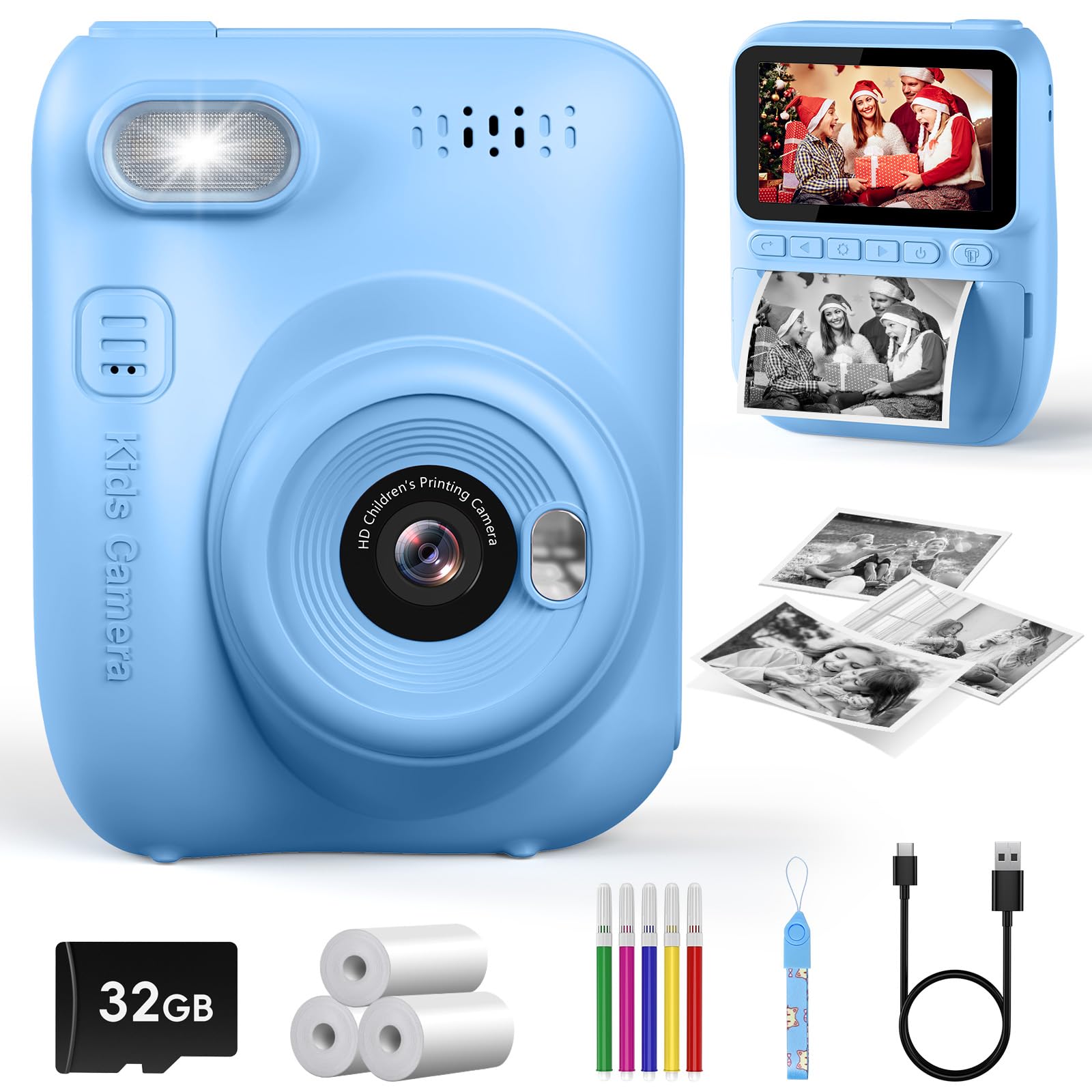 Amazon.co.jp: LETSHAHA 子供用インスタントプリントカメラ、3.0インチ