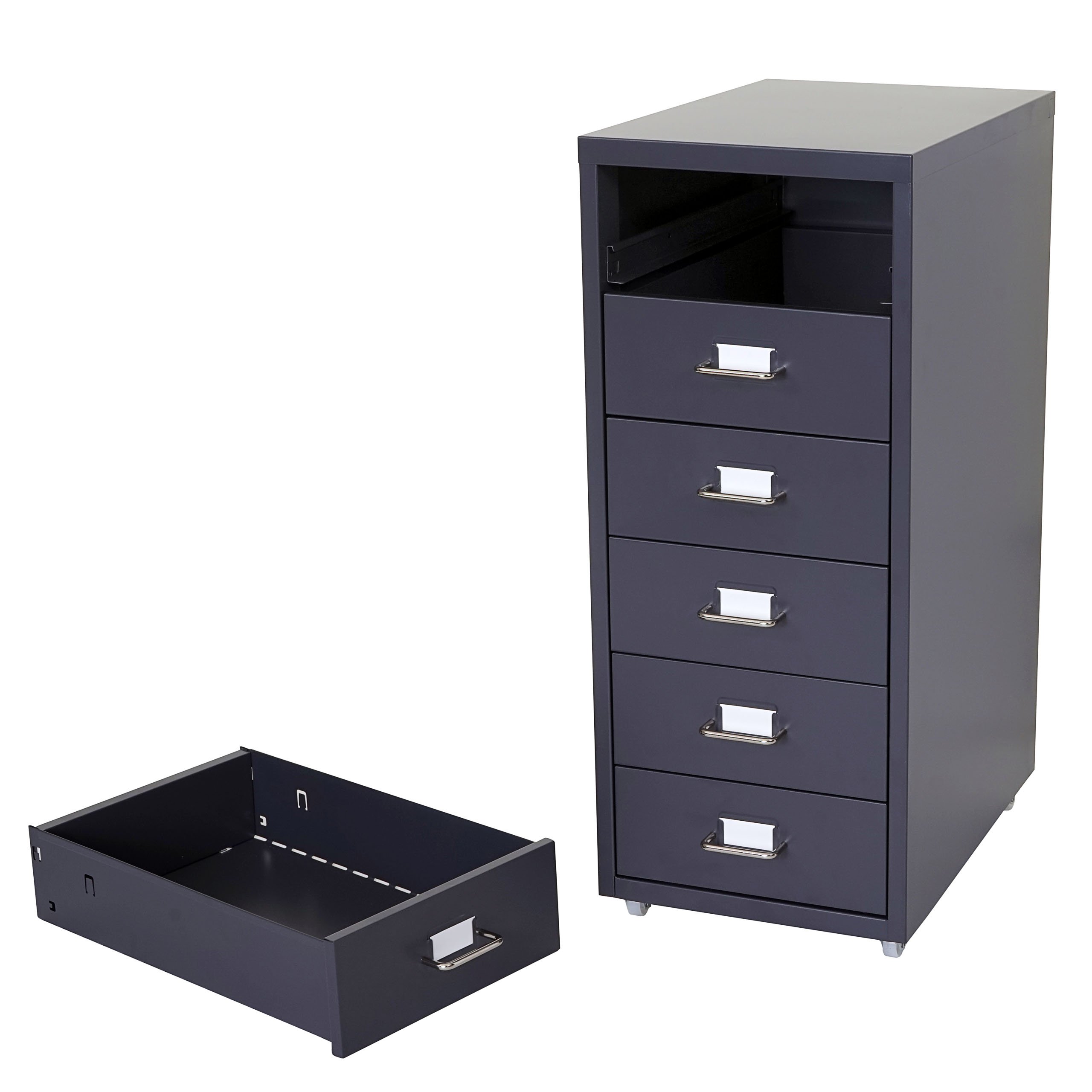 Mendler Cassettiera classificatore ufficio mobile Boston T851 con ruote 6 cassetti 69x28x41cm - antracite