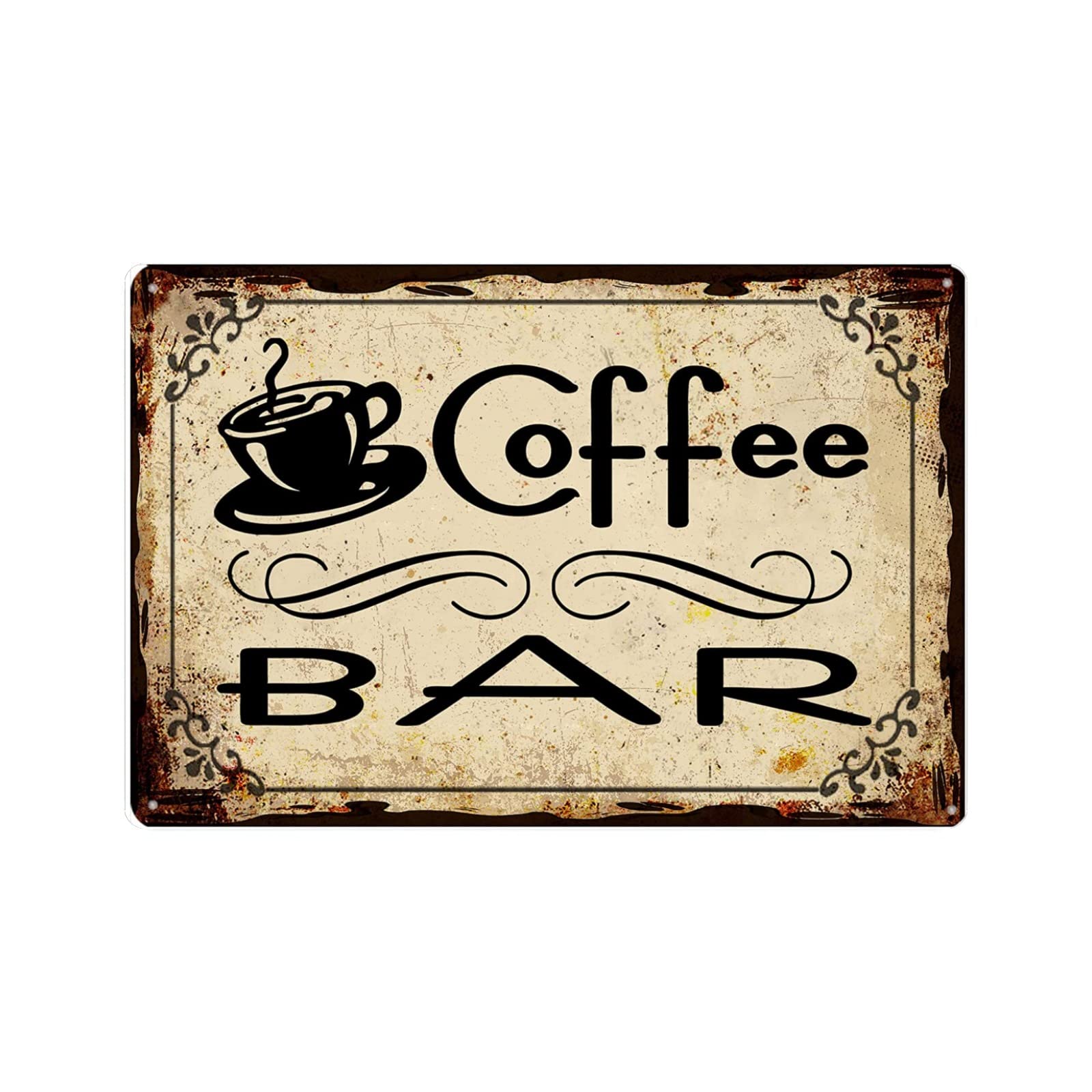 Cafe，Cafe Tin Sign Metal Wall Tin Sign Man Cave Decor Retro Gift Vintage Decorations 8"x12"