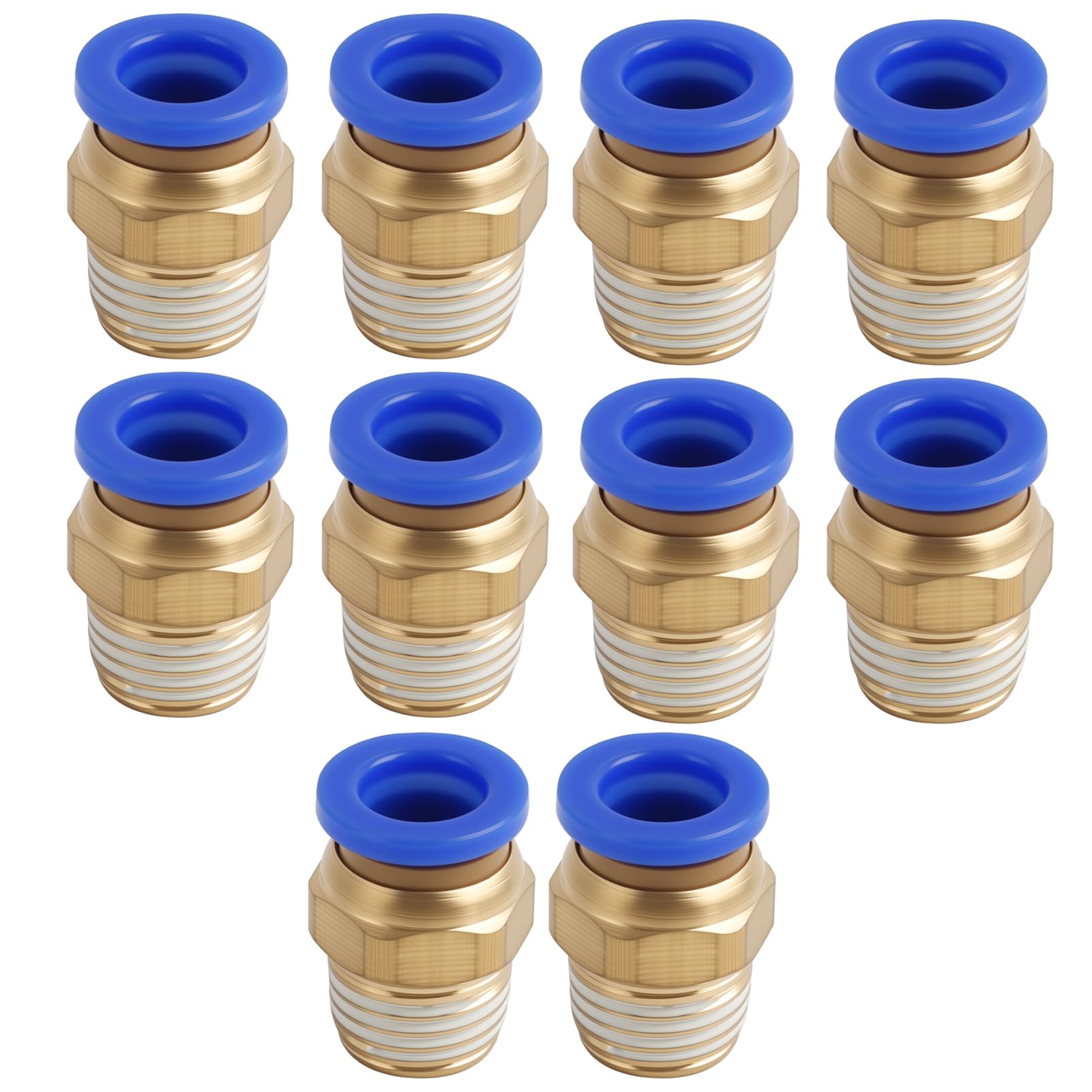 10 Pièces Connecteurs Rapides Mâles Droits, Tube 8mm OD x 1/8" BSP Filetage,Connettore Rapido Con Raccords avec Joints d'Étanchéité pour Systèmes Pneumatiques,Noir (PC8-02)
