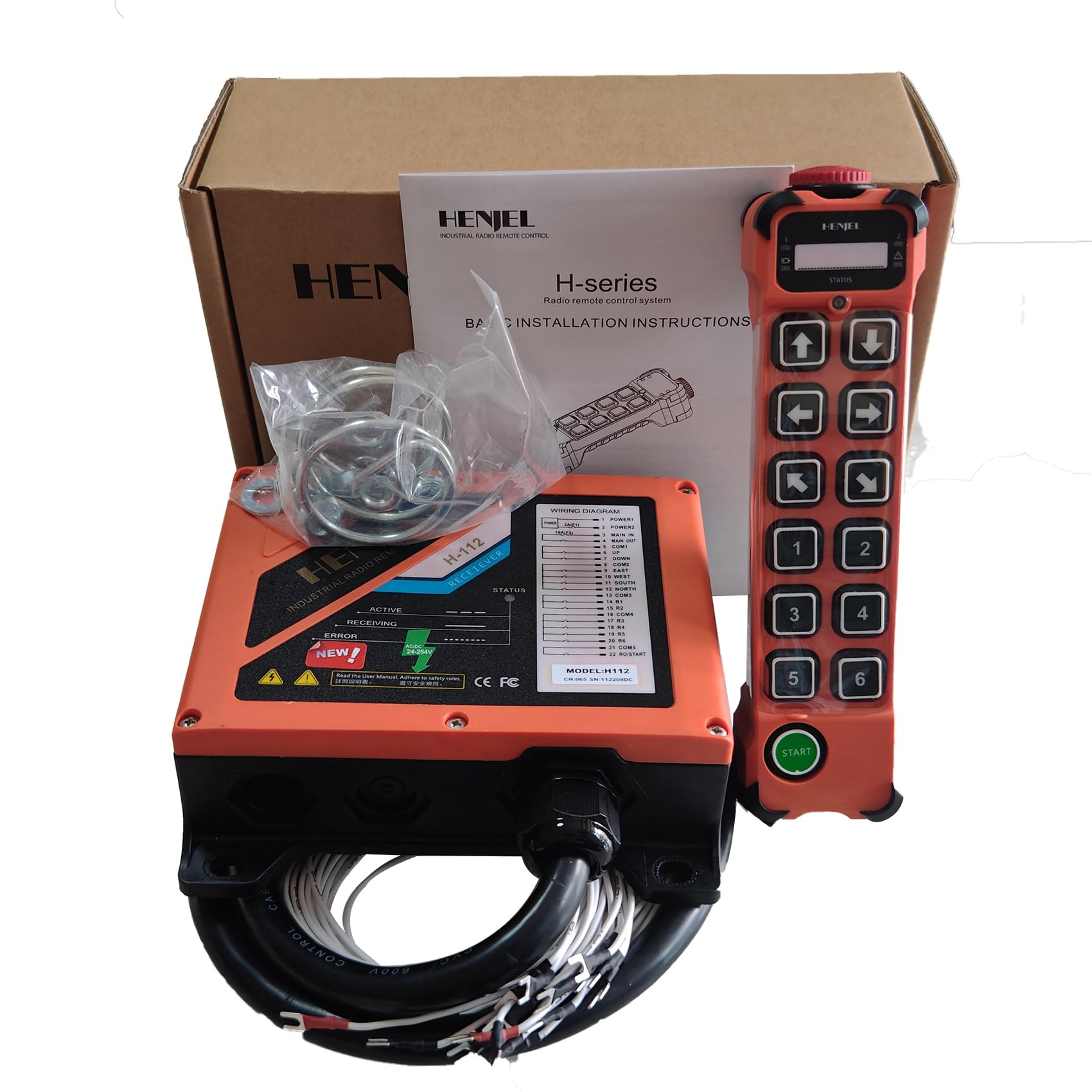 Transmisor de 12 botones Mando a distancia inalámbrico para grúa radio industrial grúa de elevación eléctrica grúa puente aéreo (1 Transmisor 1 Receptor, 24-264V CA/CC)