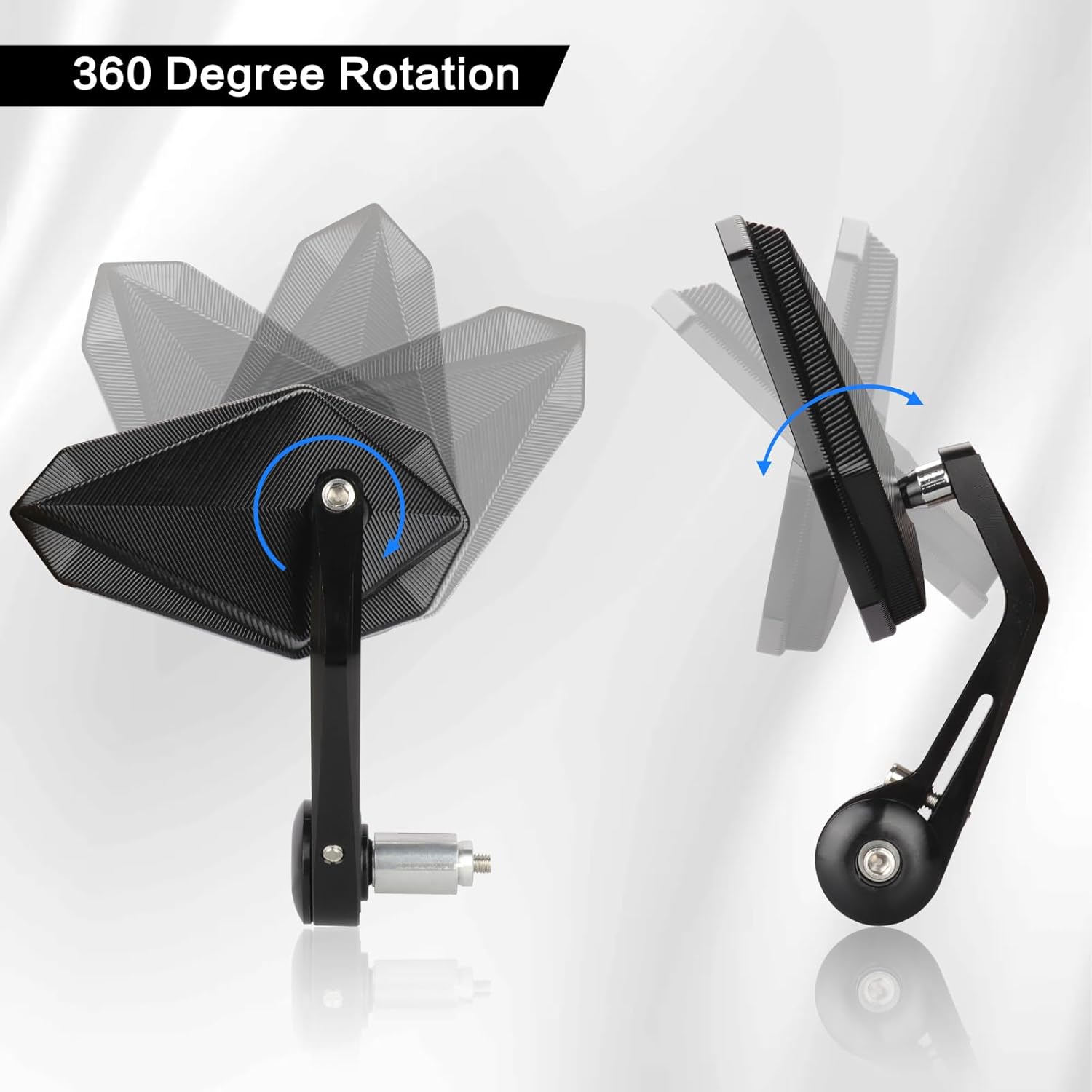 Motorcycle Bar End Mirrors CNC Aluminum Universal 7/8" Handlebar Rear View Mirrors Cafe Racer Anti-Vibration with Convex Lens For M8/M6 Standard Super Sport Street Bike Cruiser Scooter (Black)
