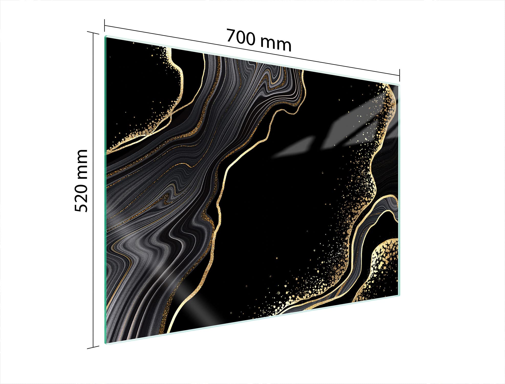 Placa protectora de vitrocerámica 70 x 52 cm 1 pieza cocina eléctrica universal para inducción protección contra salpicaduras tabla de cortar de vidrio templado como decoración, MÁRMOL