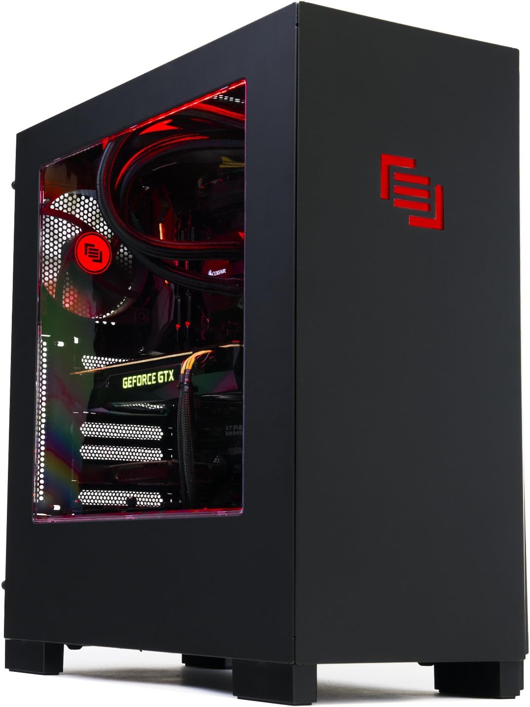 MAINGEAR Vybe Battlebox [Best] Gaming PC (GeForce GTX 1080 Ti 11GB, Intel i5-7700K 4.2GHz, 16GB RAM, 250GB SSD, 1TB HDD), Black & Red