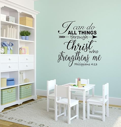Miniatura 2 de Calcomanía cristiana para pared, Filipenses 413, "I Can Do All Things Through Christ", decoración del hogar para dormitorio, sala de juegos, escuela