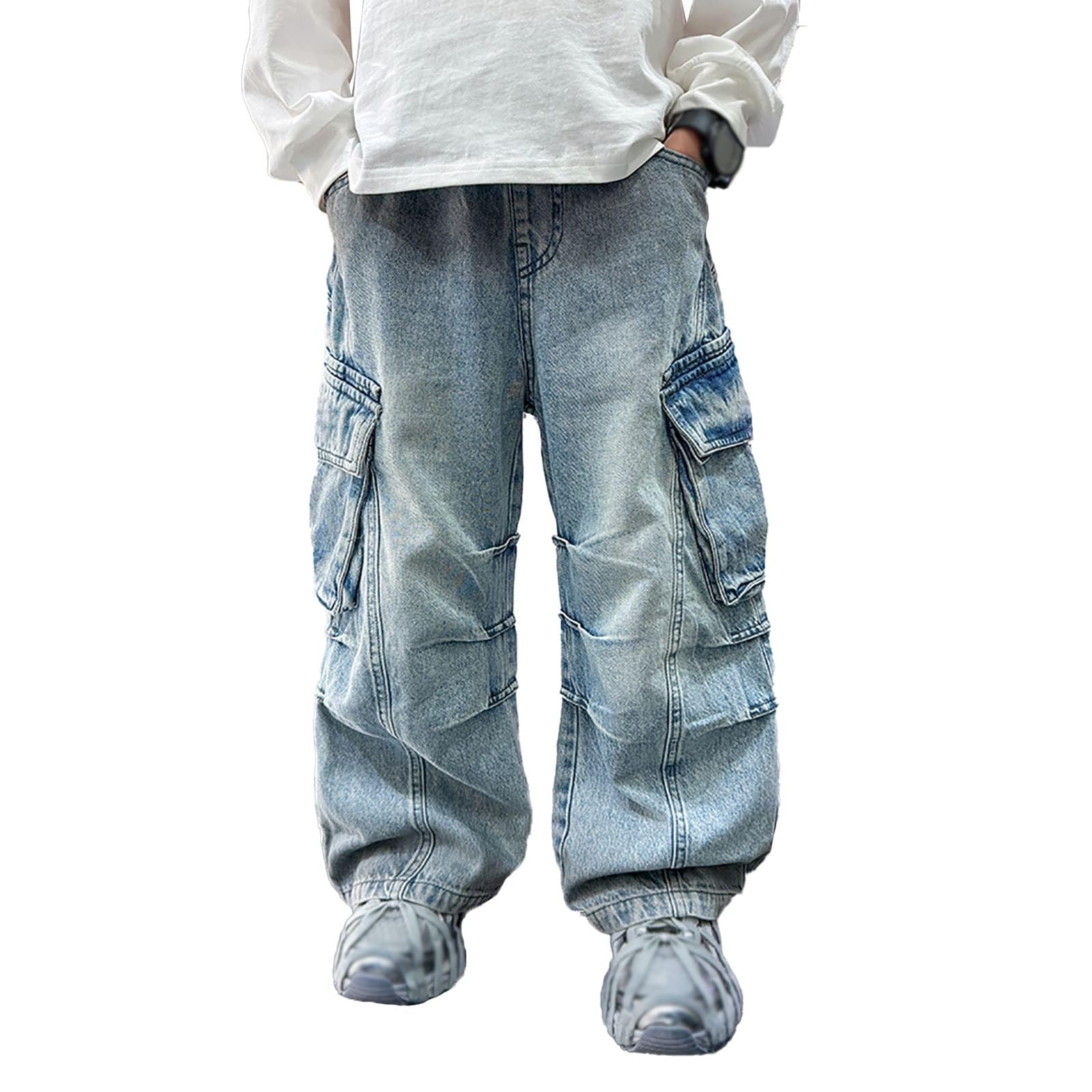 Générique Jean Baggy Pour GarçOn Enfants, Slim Fit Pantalons Long Casual Taille Elastique Pantalon En Denim RéTro à Jambe EffiléE Avec Poches Enfant Printemps/Automne Enfants Noir Garcon 10 Ans