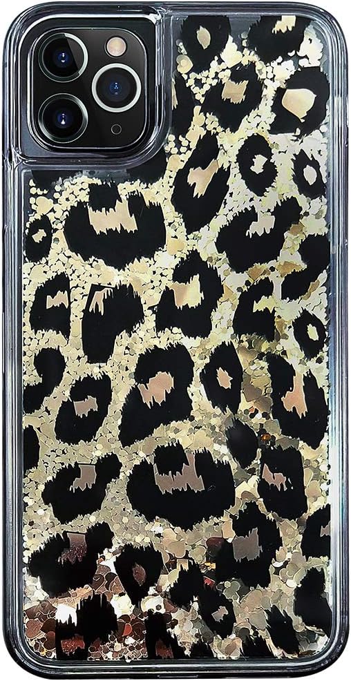 Losin Leopard Case Compatible with Apple iPhone 11 Pro Max 6.5 inch Ultra Thin Fashion Luxury Sparkling Liquid Quicksand Glitter Sequin Lovely Leopard Pattern Soft TPU + Hard PC Back Case
