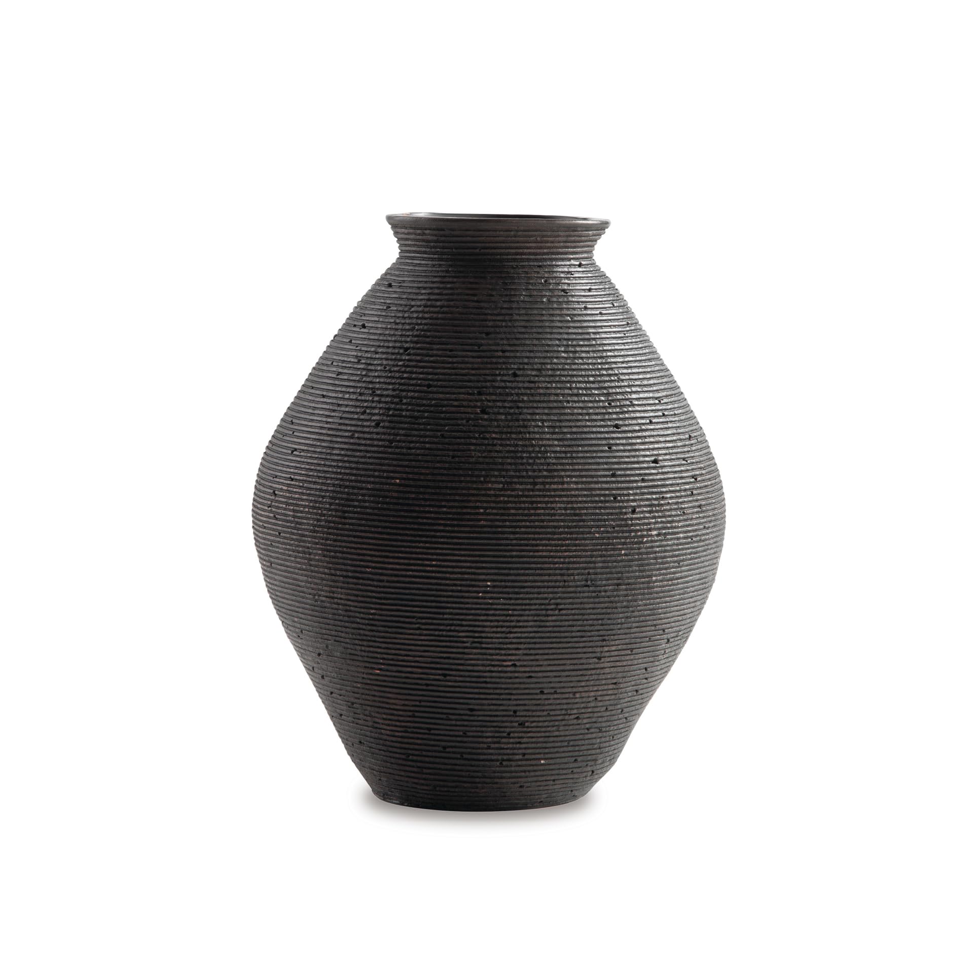 Signature Design by Ashley Hannela 12" Modern Distressed Polyresin Vase, Antique Brown