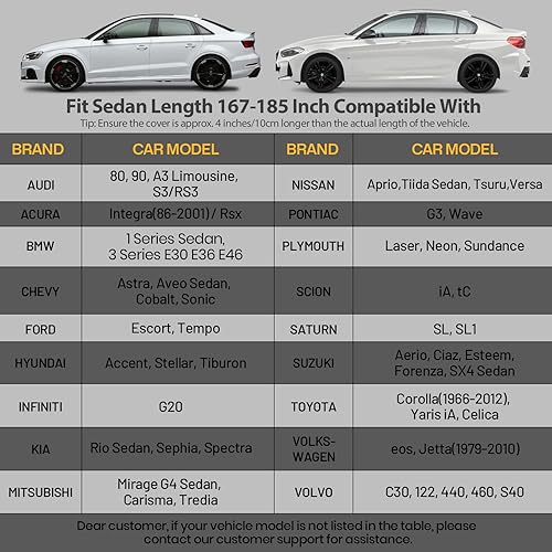 Miniatura 2 de Favoto Funda completa para coche de sedán, ajuste universal, de 167 a 185 pulgadas, 5 capas, resistente, protección solar, impermeable, a prueba de