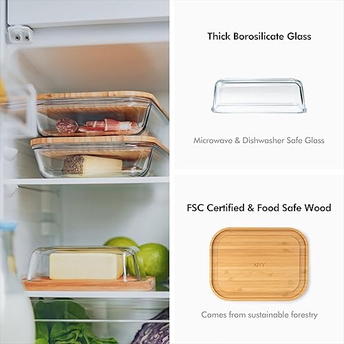 Miniatura 5 de KIVY Plato de mantequilla grande con tapa - Se adapta a 2 palitos de mantequilla y tamaños más amplios