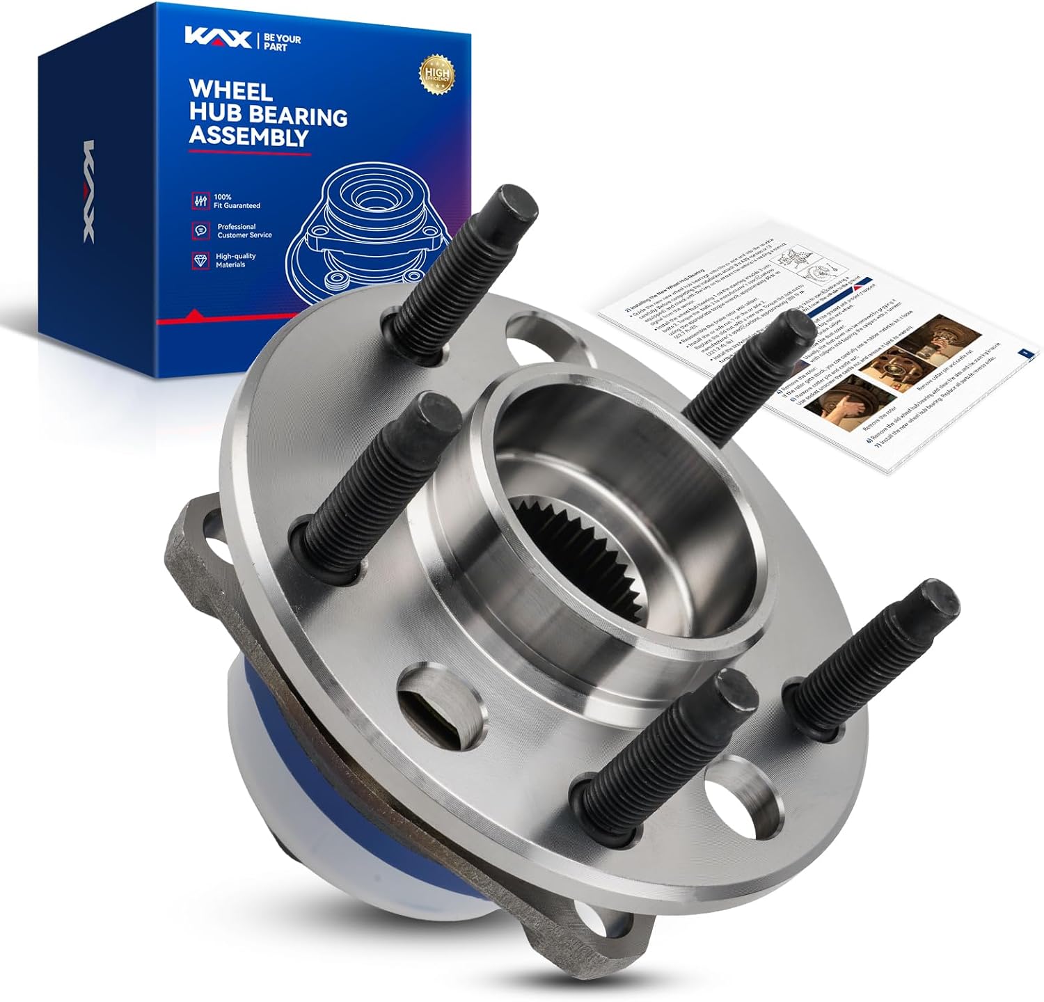 KAX 513087 1PC Front Wheel Hub Bearing Compatible with Buick Riviera 1992-1993 1995-1996,W/ABS 5 Lugs Wheel Bearing and Hub Assembly