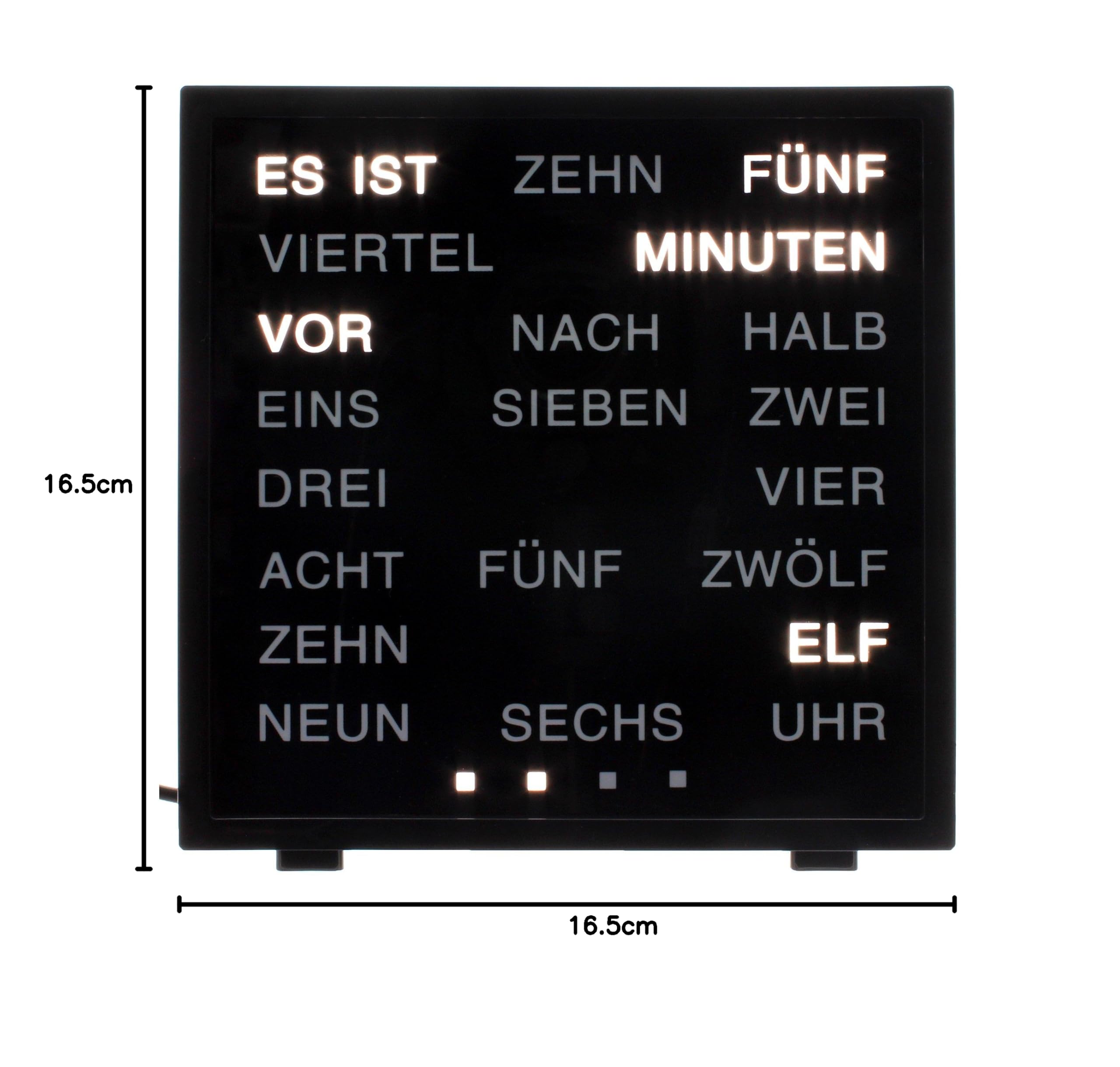Out of the Blue 79/3263 - Uhr mit Wort Anzeige deutsch, ca. 16,5 x 16,5 cm aus Kunststoff, mit Adapter