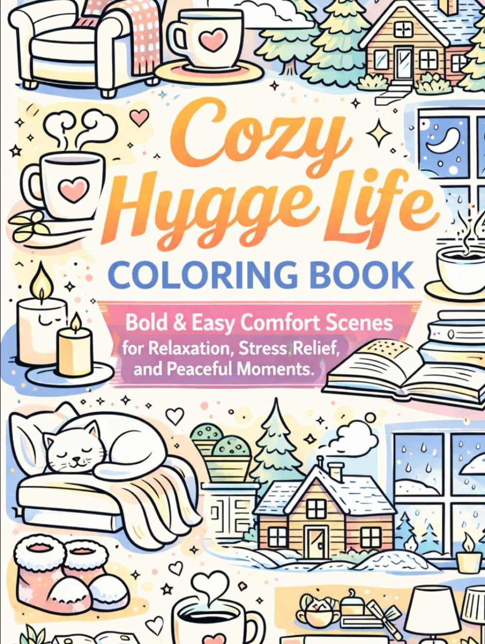 Cozy Hygge Life Coloring Book: Bold & Easy Comfort Scenes for Relaxation, Stress Relief, and Peaceful Moments