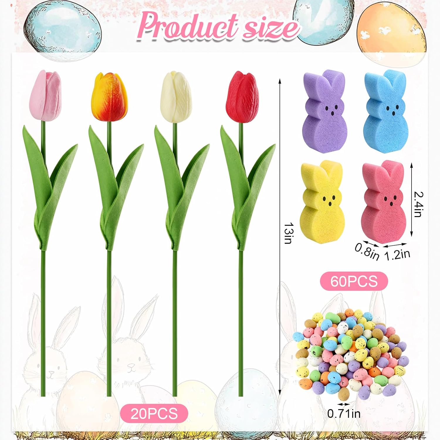 180PC Easter Decorations Cute Sponge Bunnies Vase Filler Sponge Bunnies Vase Filler, Sponge Easter Peeps Vase Filler Decorations for Spring Easter Home Table Centerpieces (Colorful)