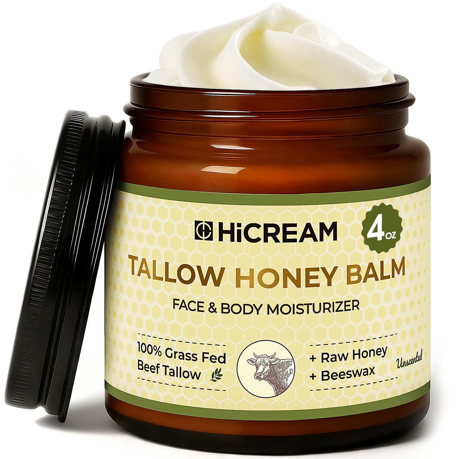 Beef Tallow for Skin Beef Tallow and Honey Balm 100 Organic Grass-Fed Beef Tallow Balm Face Body Moisturizer