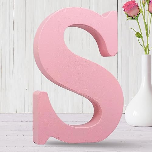 AOCEAN Letras de madera rosa de 8 pulgadas, letras de madera sin terminar para decoración de pared, letras decorativas de pie en rodajas, decoración