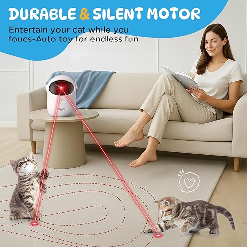 Miniatura 6 de Juguetes para gatos de interior, juguete puntero láser para gatos, juguete automático recargable para gatos con temporizador y modos de velocidad,