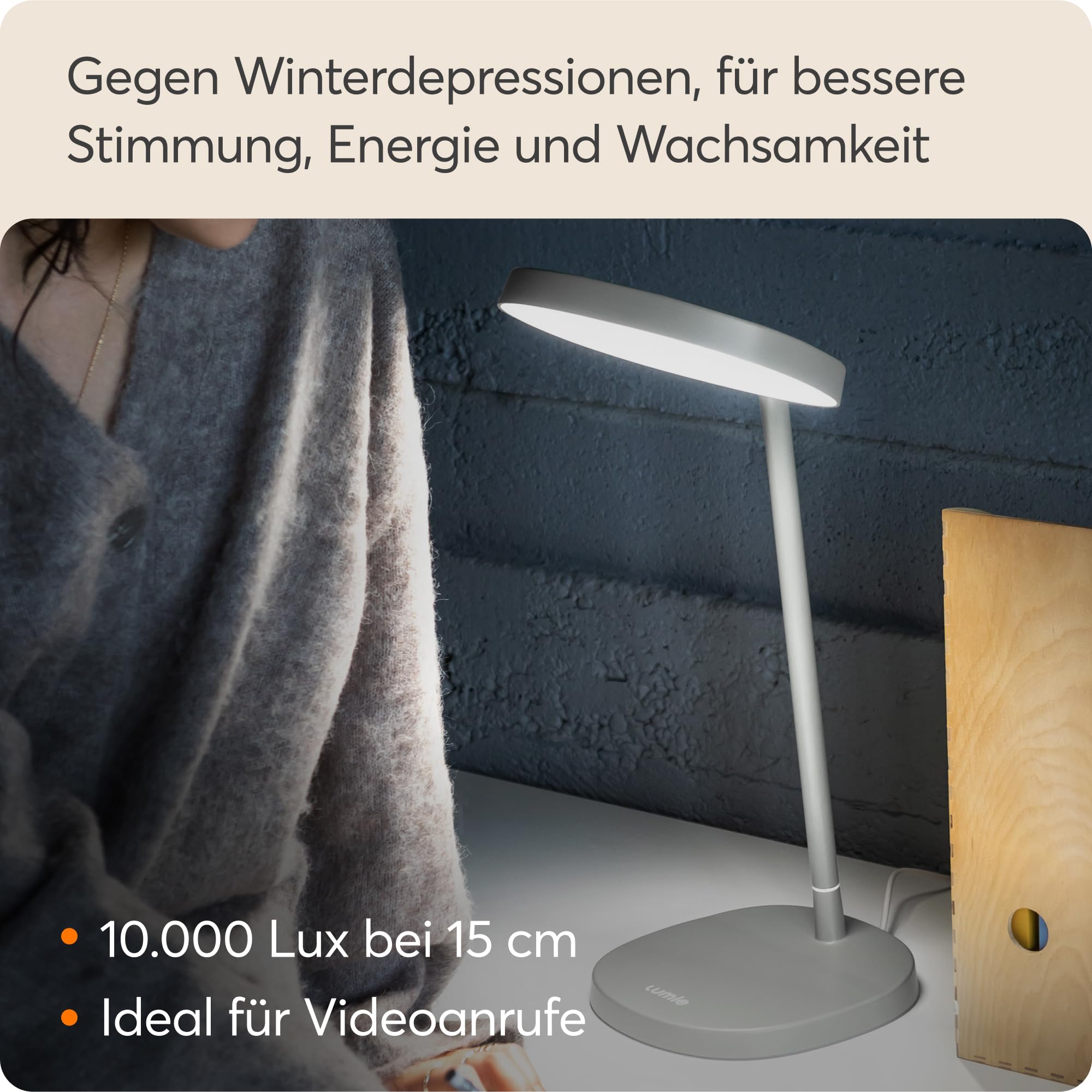 Lumie Regulowana Lampa Biurkowa LED z Terapią Jasnym Światłem, Biała