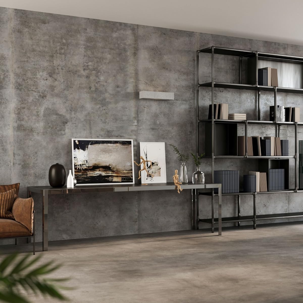 SOLLUX lighting Vega Wandleuchte Innen aus Beton – Wandbeleuchtung für Wohnzimmer und Esszimmer – Lampe für Flur, Betonlampe 50 x 12 x 10 cm