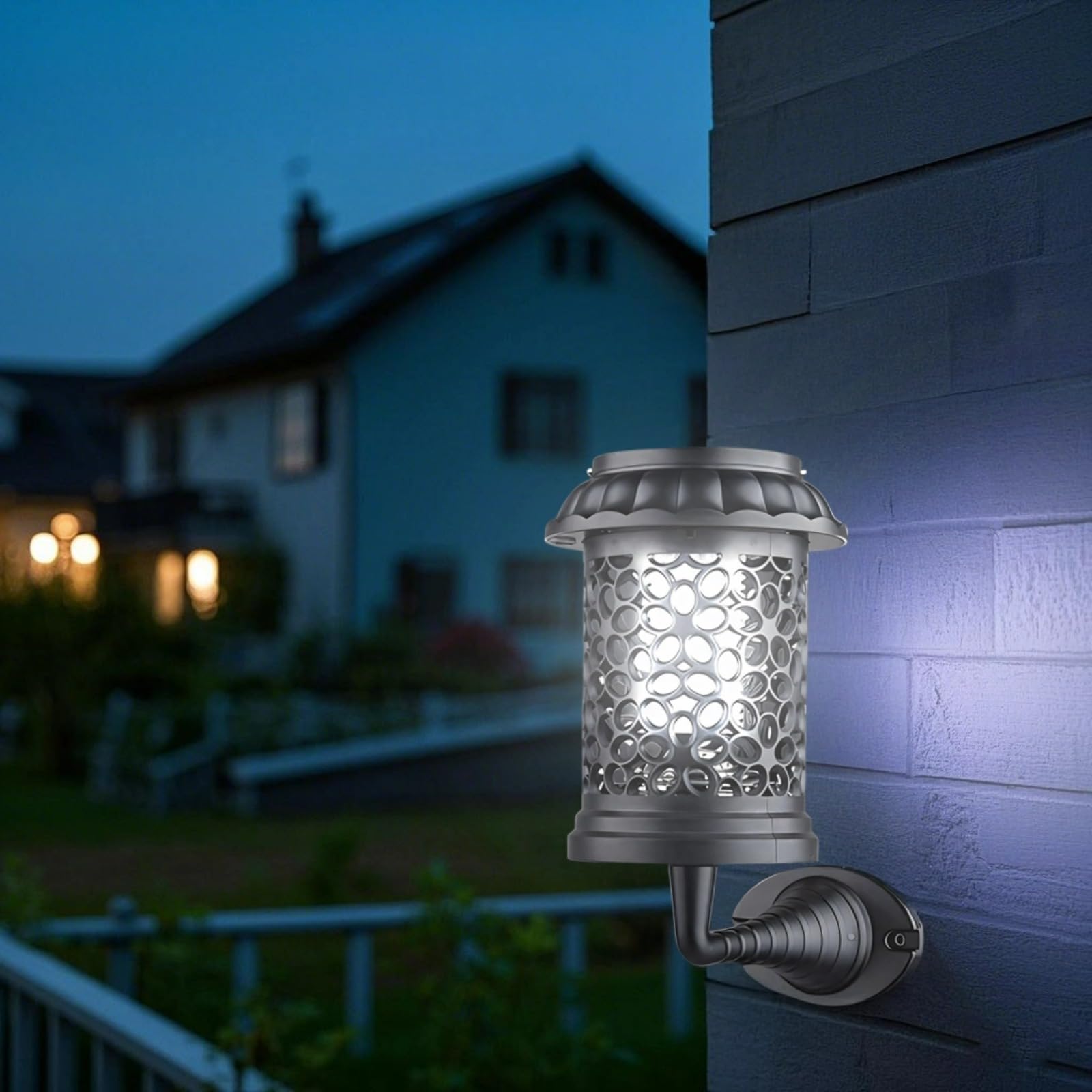 2 zappers per insetti solari da esterni, impermeabili, con doppia luce LED, ABS e struttura in metallo, opzioni da appendere e da parete, ideali per prato, giardino, patio e campeggio