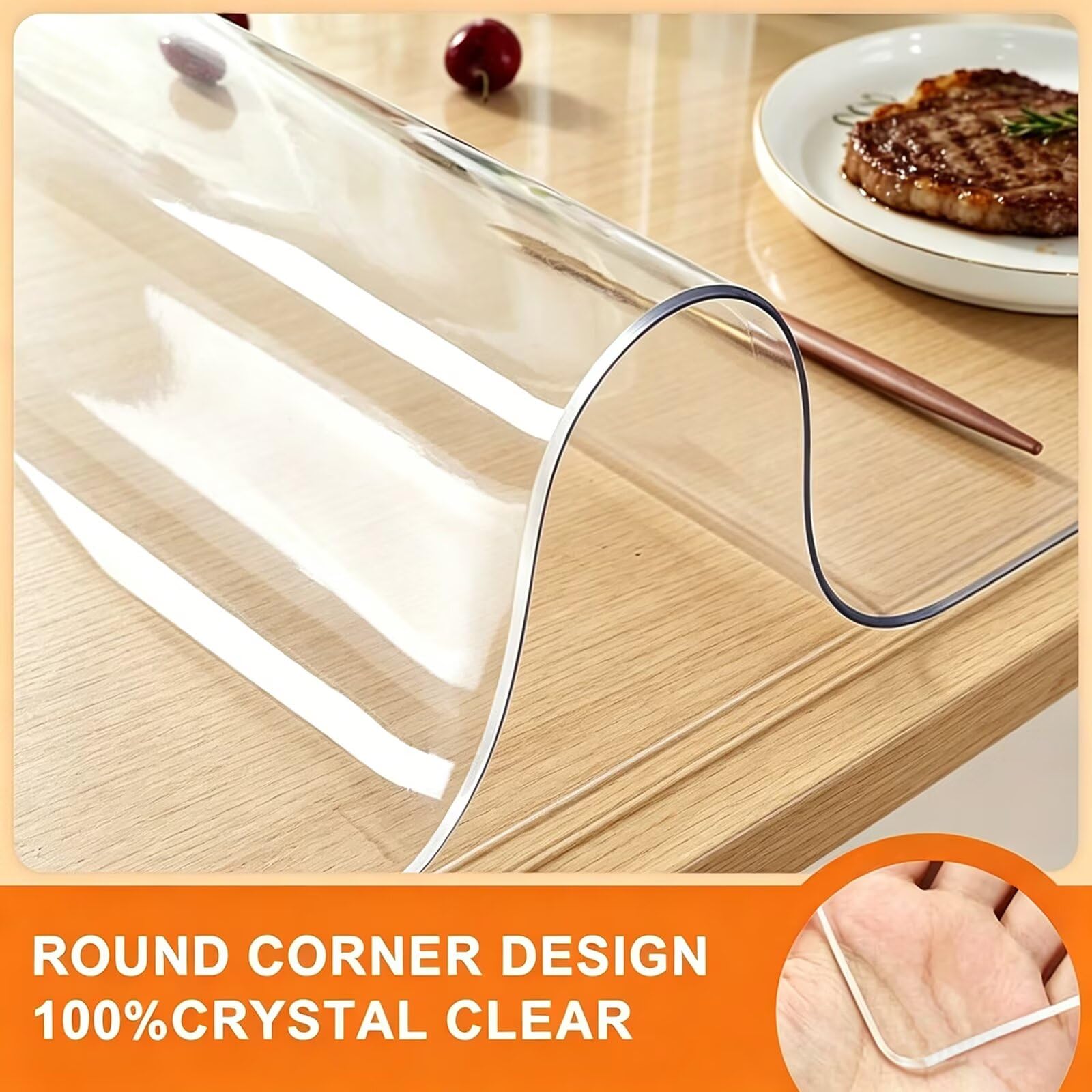 Protection de table C de 33 x 121,9 cm, feuille de plastique PVC épaisse, protection de table transparente, tapis de bureau de cuisine et salle à manger, Cush pour commodes et écriture