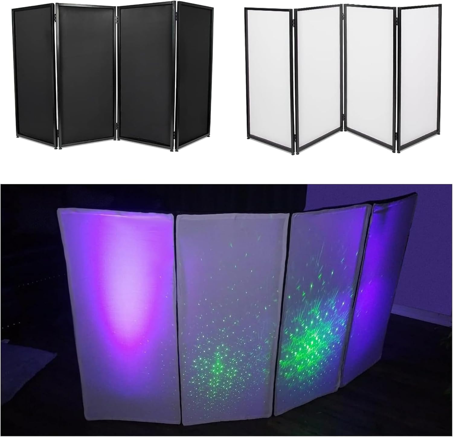 HECASA DJ Foldable Facade Portable Event Booth Screen White/Black Scrim Metal Frame Booth w/Travel Bag Case