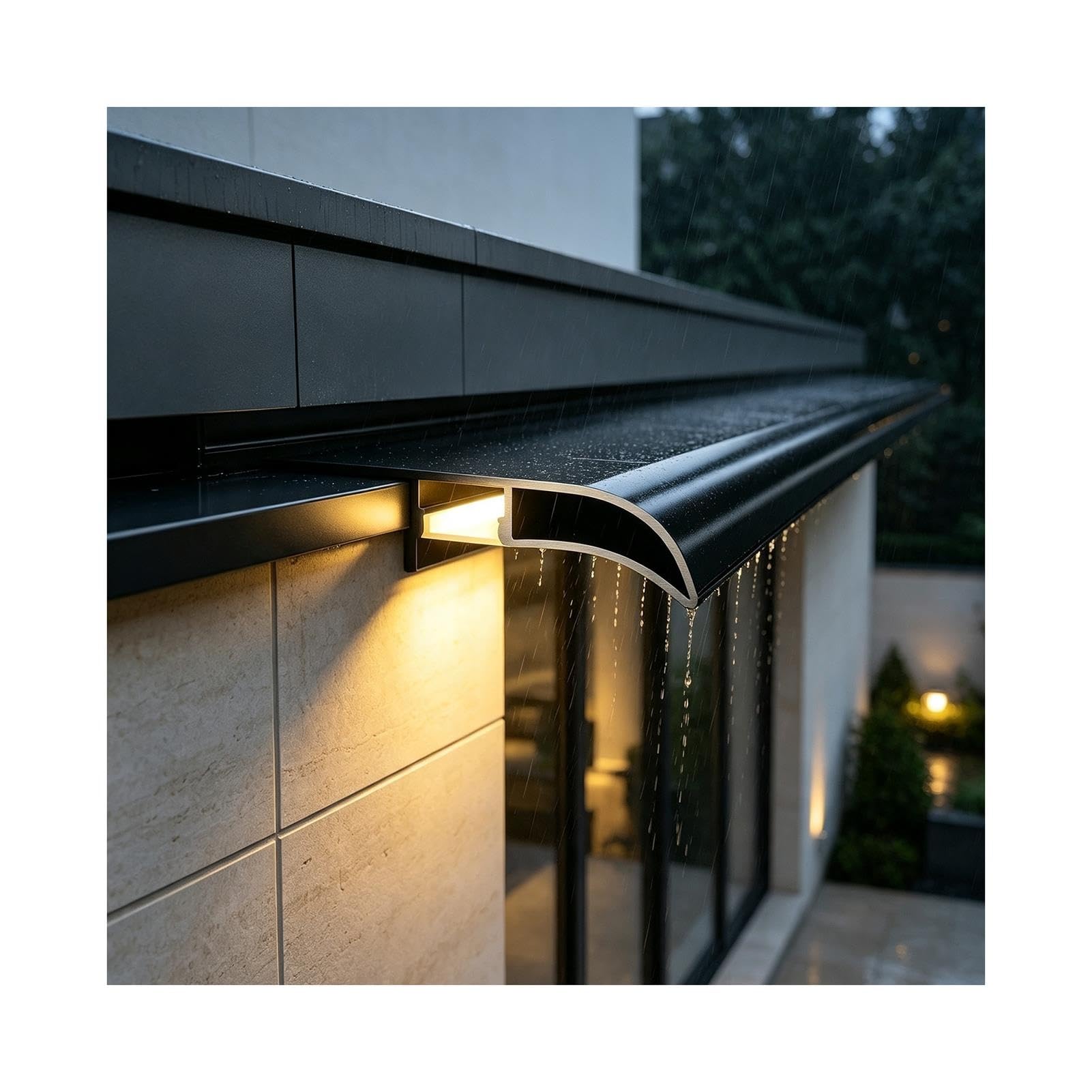Luce a LED in alluminio nero tagliabile premium da 50 mm per grondaia