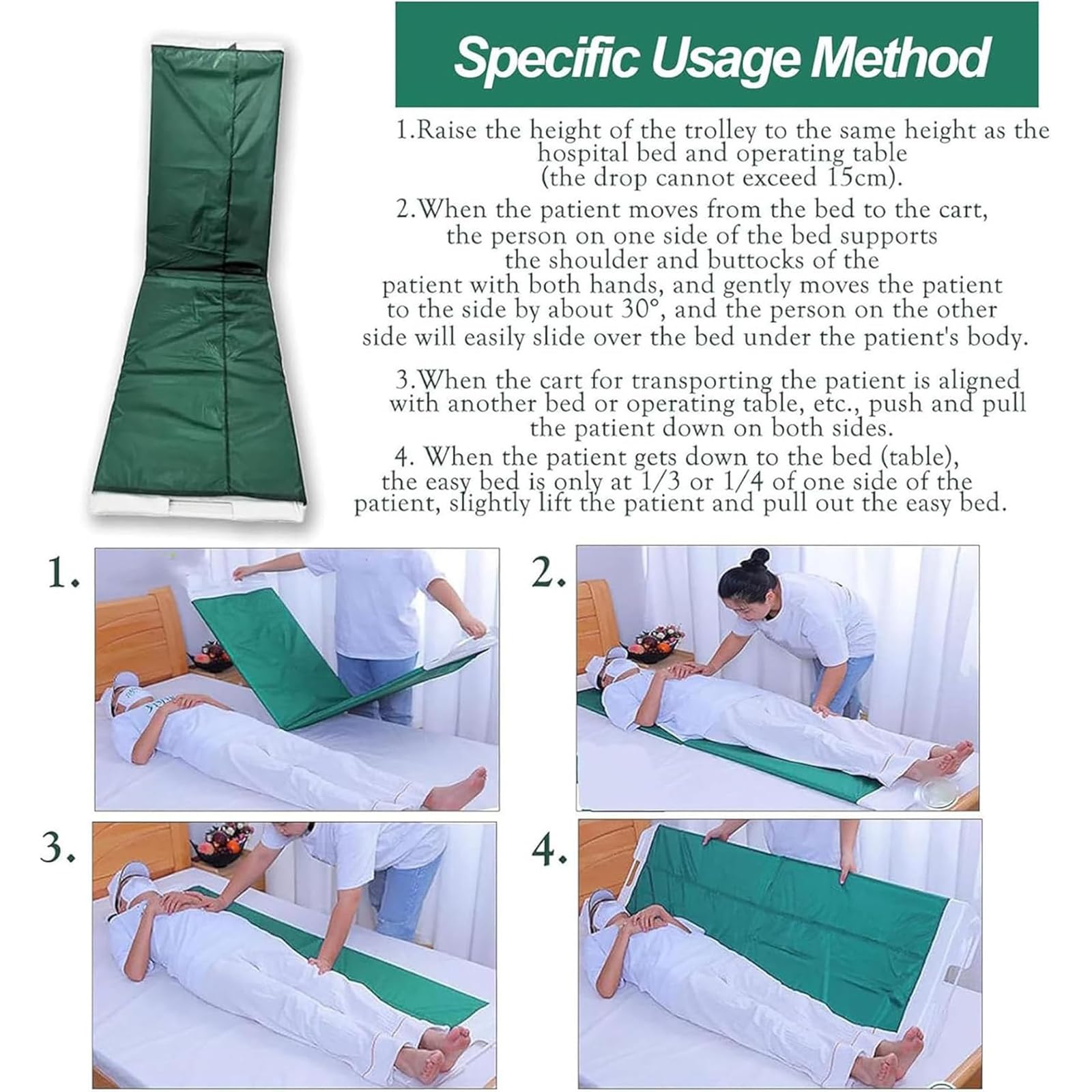 Tabla deslizante de transferencia plegable, transferencias de pacientes suaves y resistentes, capacidad de 250 libras para cama, silla de ruedas, uso doméstico