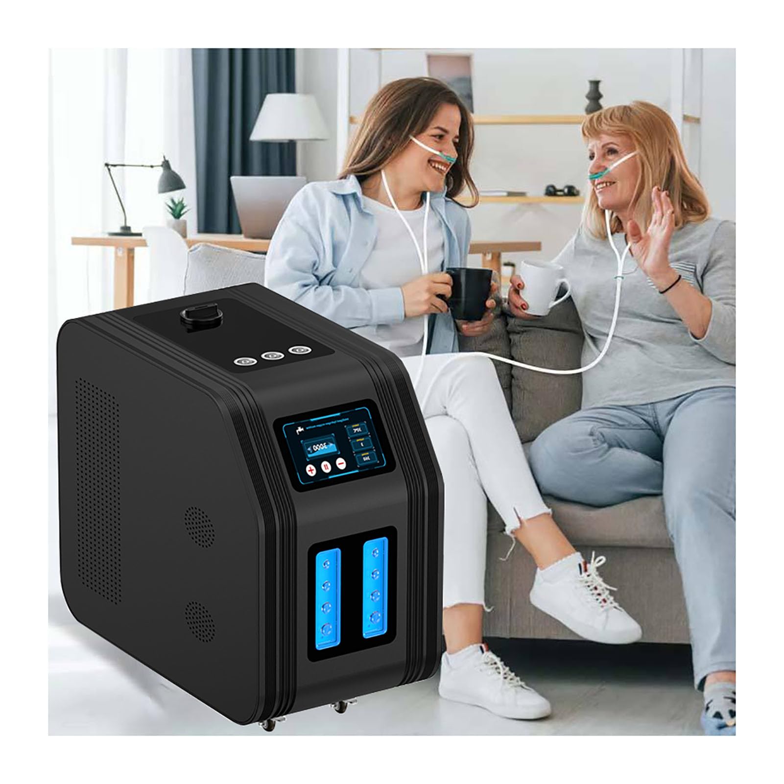 Urządzenie do inhalacji wodorem 900/1200/1800 ml/min Generator wodoru, cichy inhalator H2 SPE/PEM Elektroliza wody Jonizator do użytku domowego, 3 porty Black 1800ml/min
