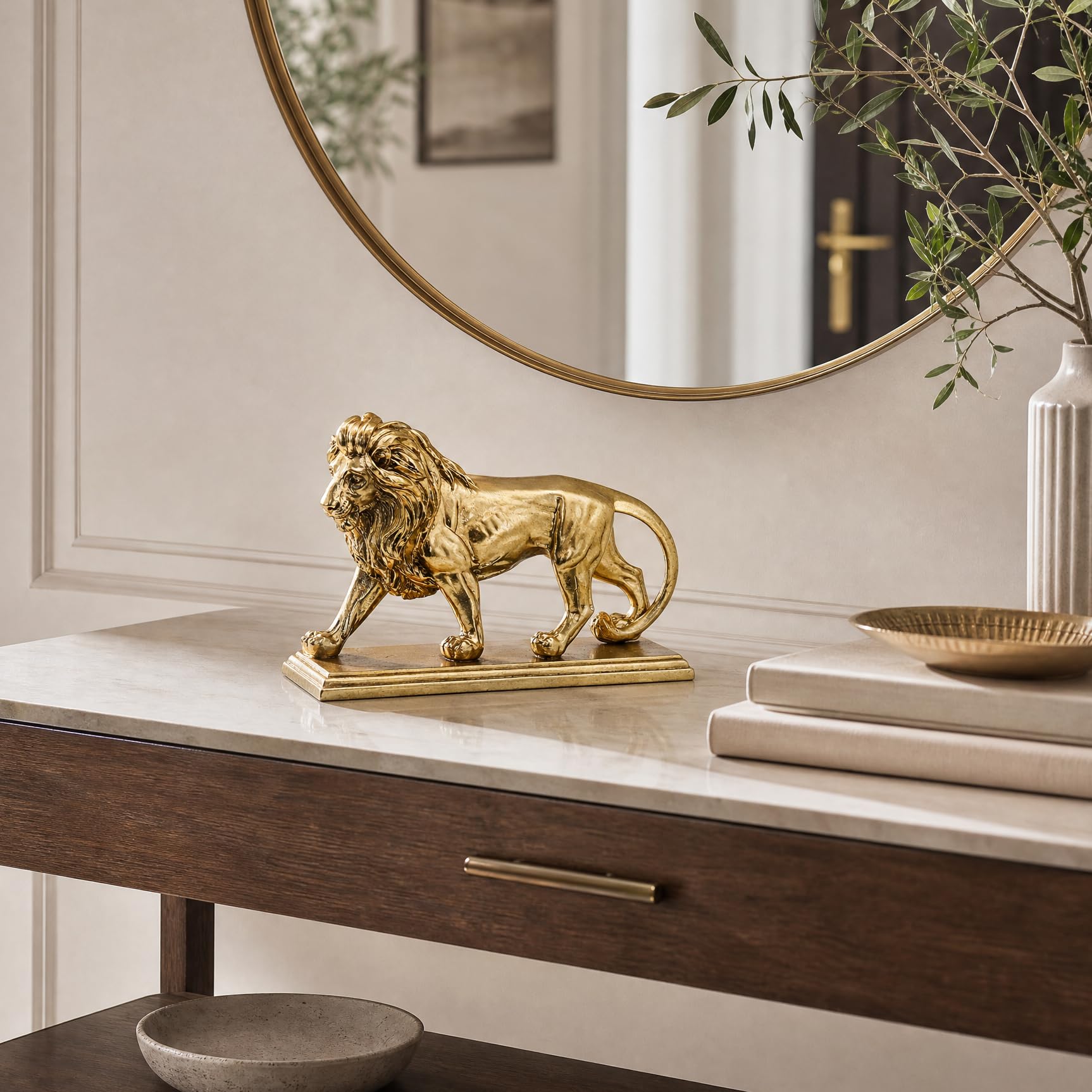 Decorazione per la casa, scultura decorativa a forma di leone dorato, decorazione creativa per mensole, soggiorno, libreria, scrivania da ufficio, regalo unico per altri